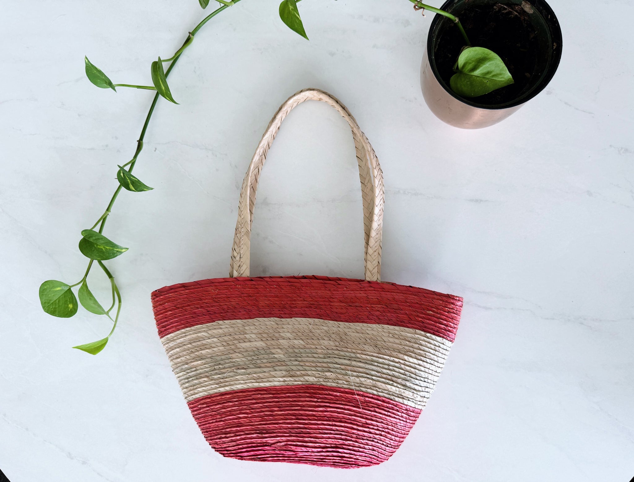 palm straw purse