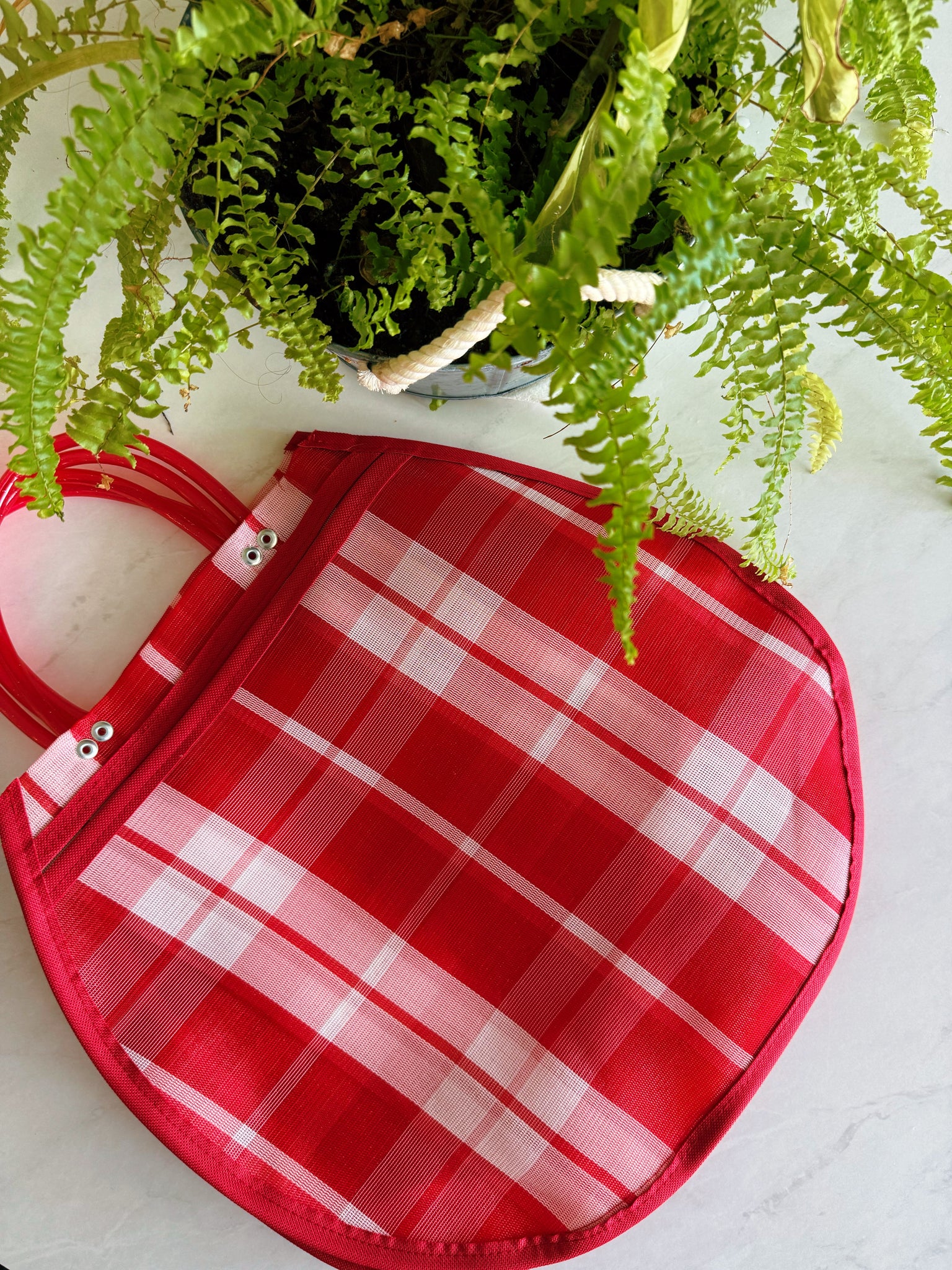 Mexican Market Bag  M-L Circular Plastic Tote Purse 14 x 13 in Pura Vida