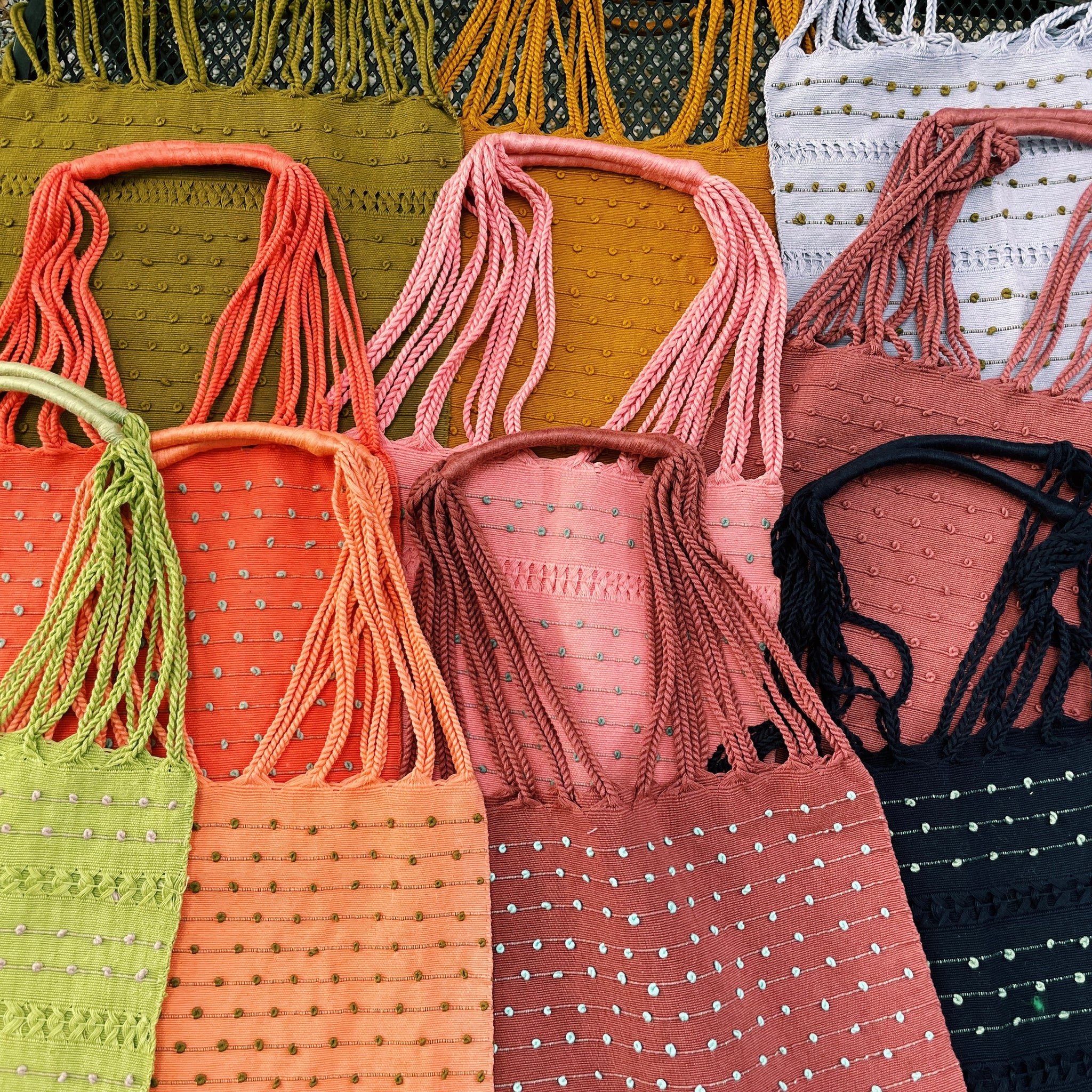 Small Dots Mexican Cotton Loom Market Bag 11 x 10 in Pura Vida