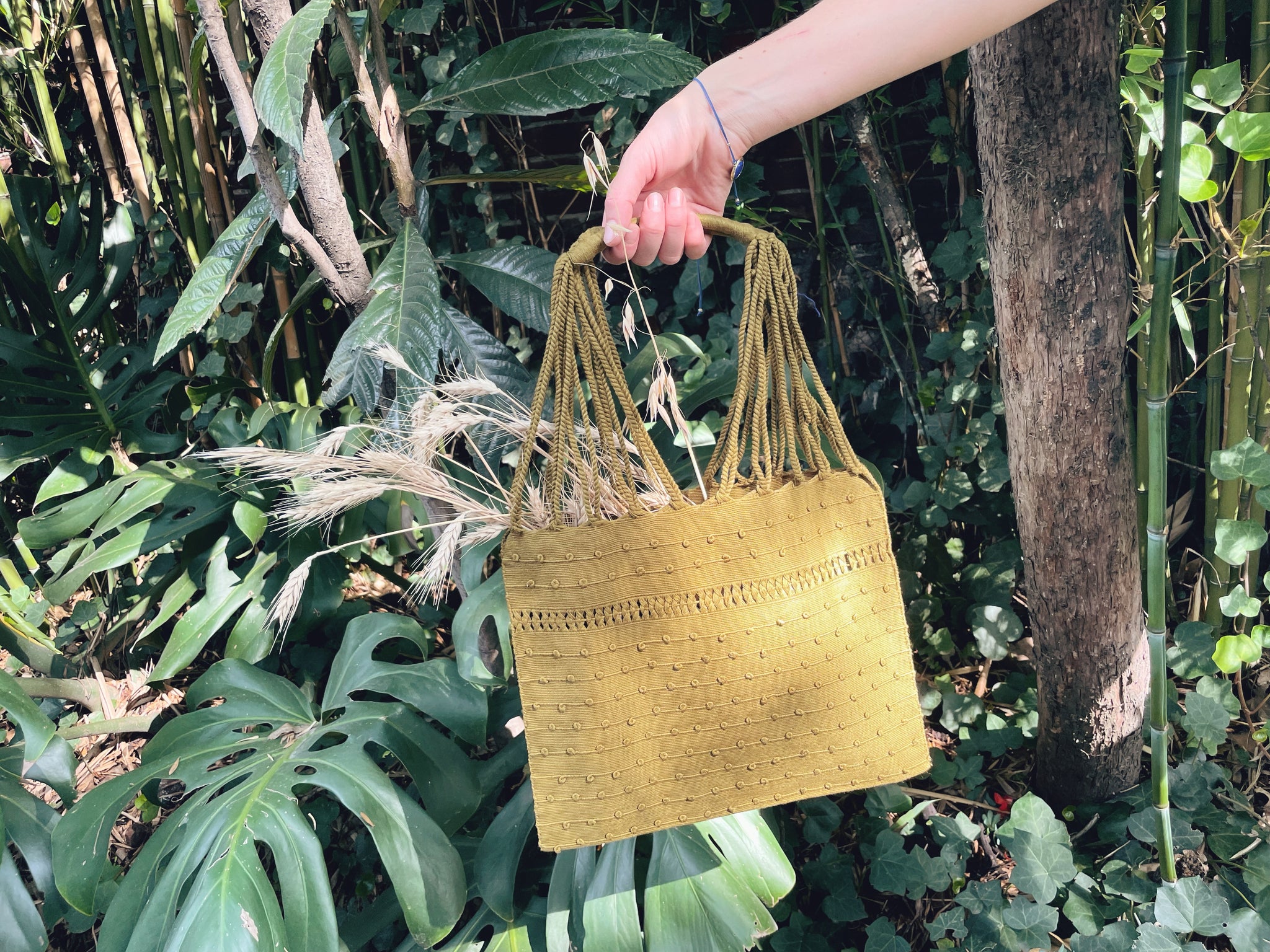Small Dots Mexican Cotton Loom Market Bag 11 x 10 in Pura Vida
