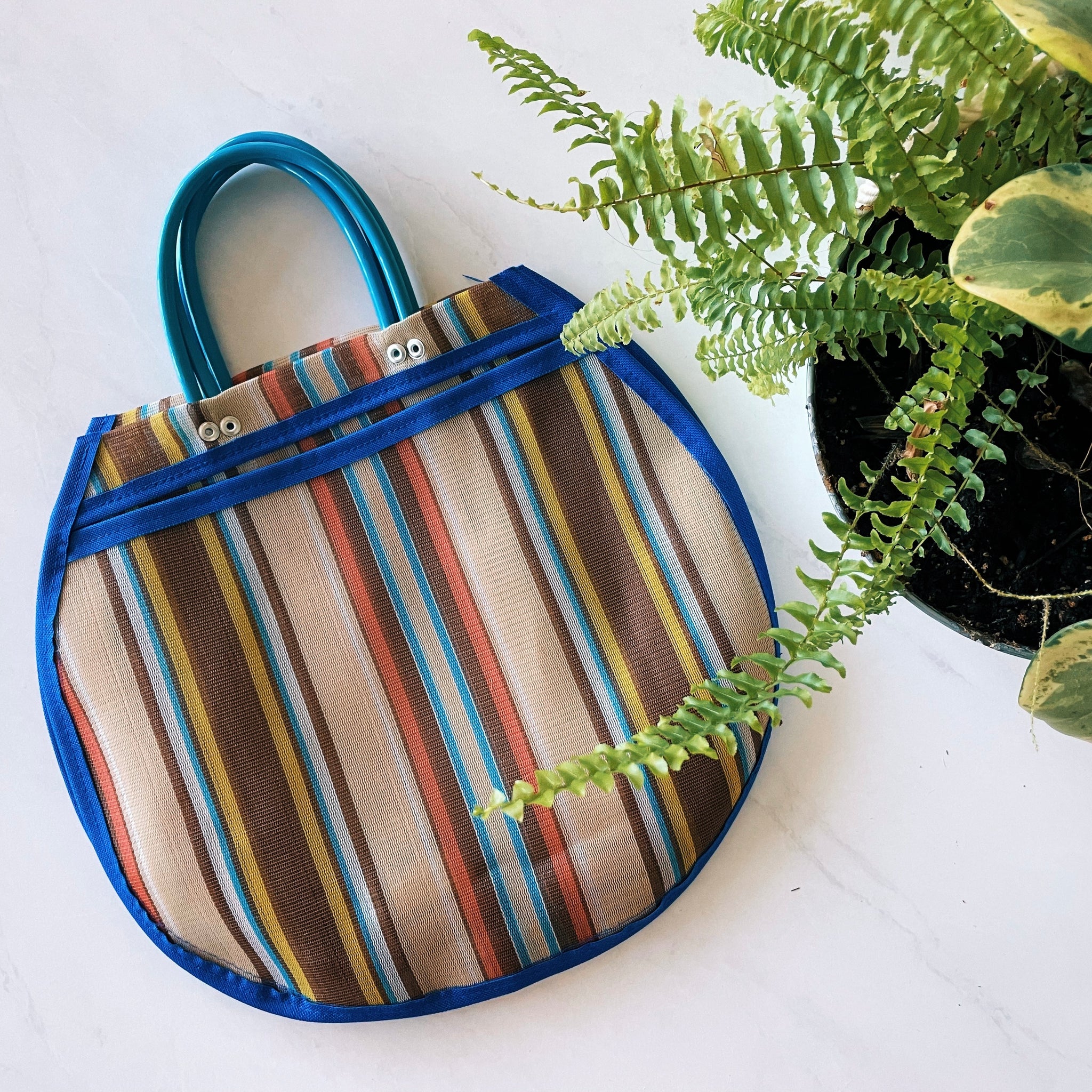 Medium Circular Mexican Plastic Tote Purse 13 x 12 in Pura Vida