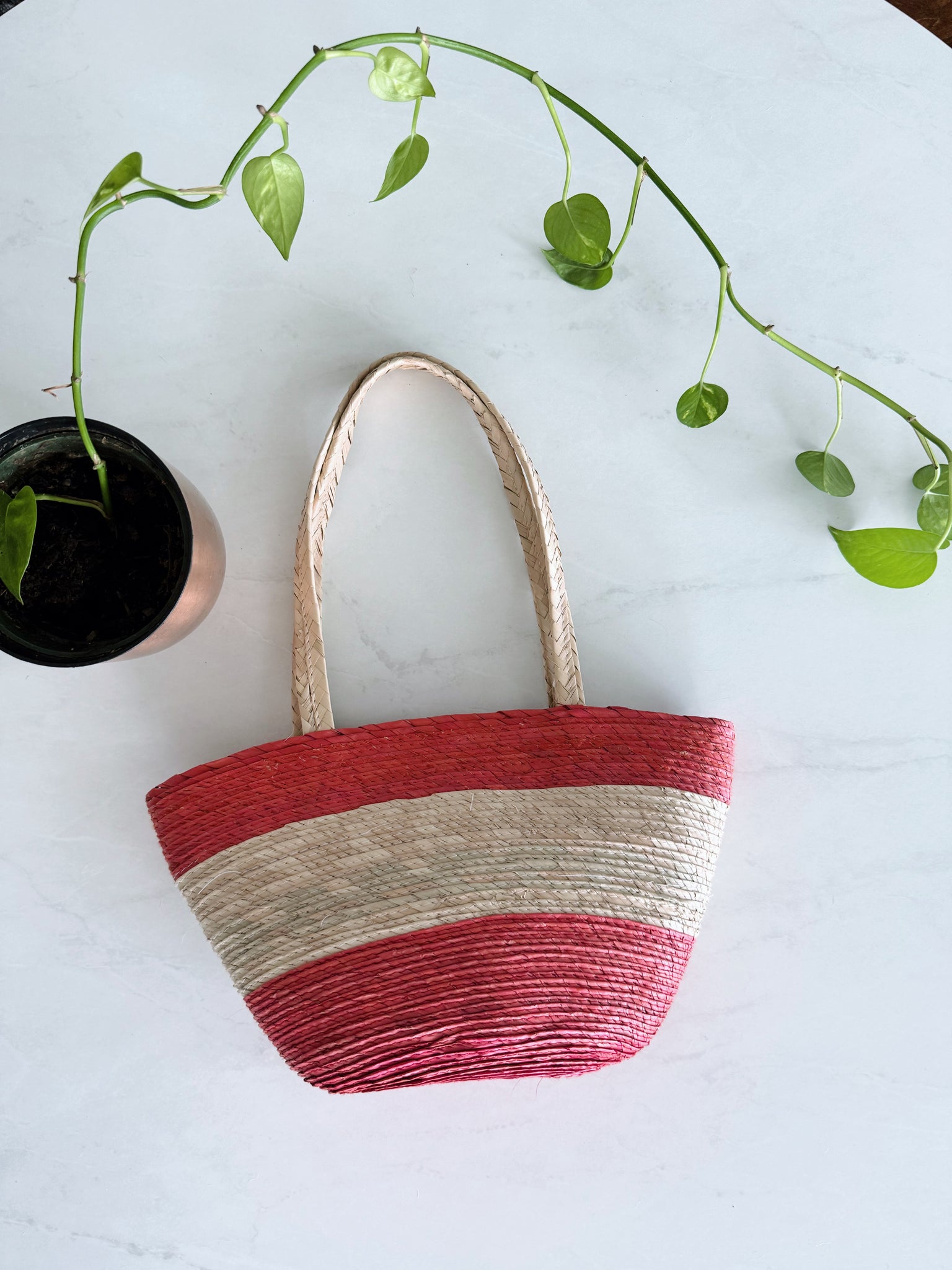 palm straw purse