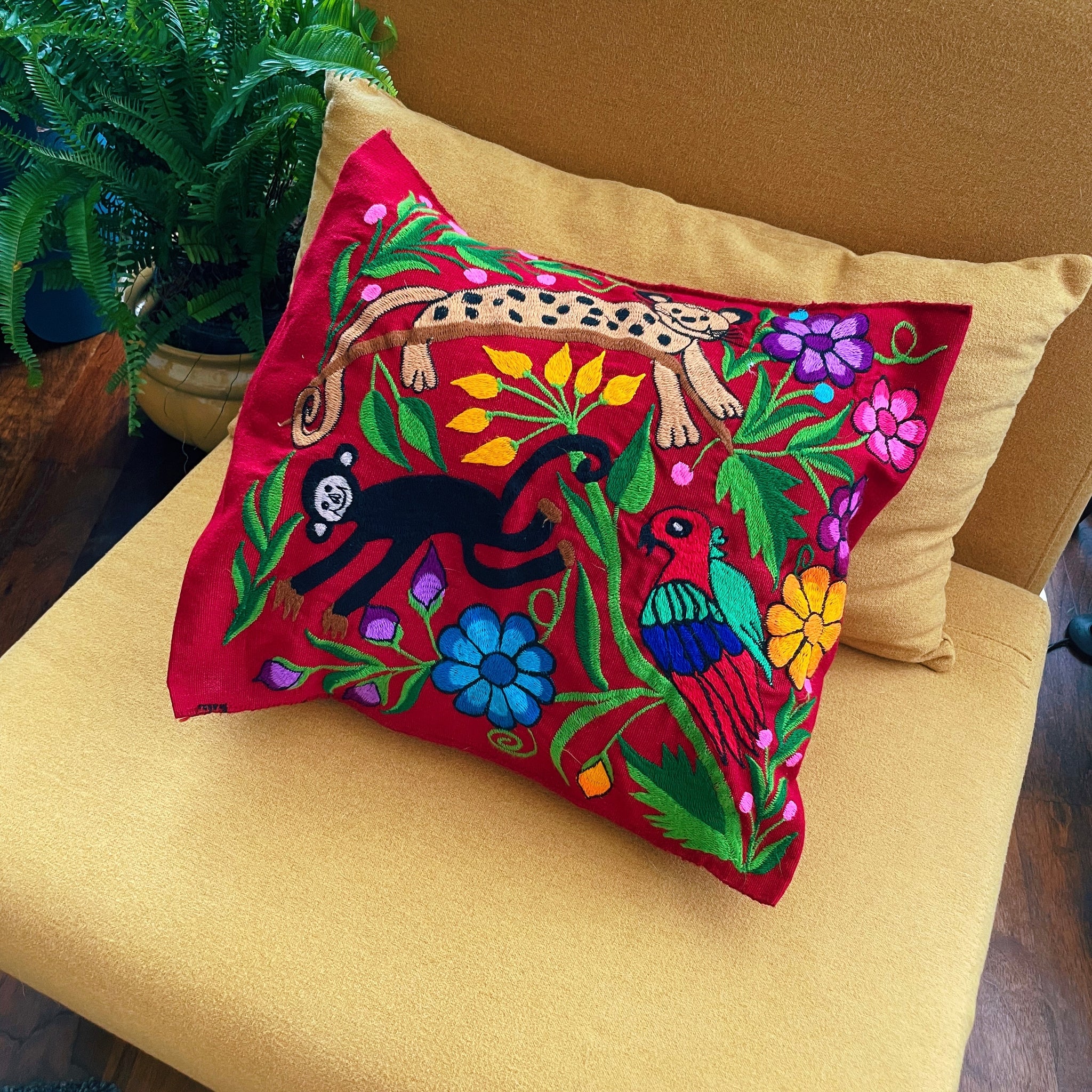 Embroidered Animal Mexican Pillow Case