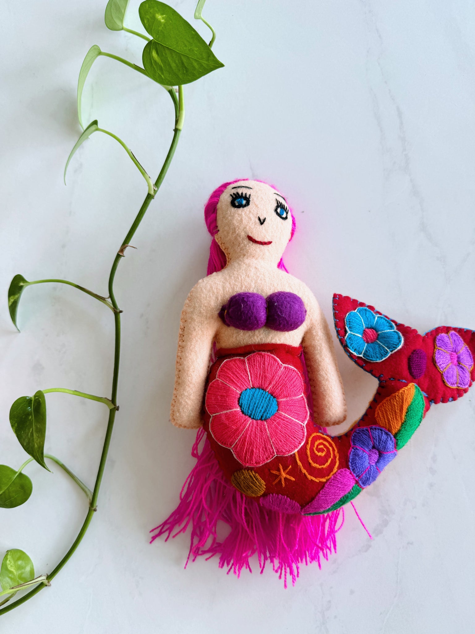 Mexican Mermaid Stuffed Toy | kids gift | hand embroidered | Cute decor | baby gift | party favor | Baby Shower Favor | gifts for toddlers