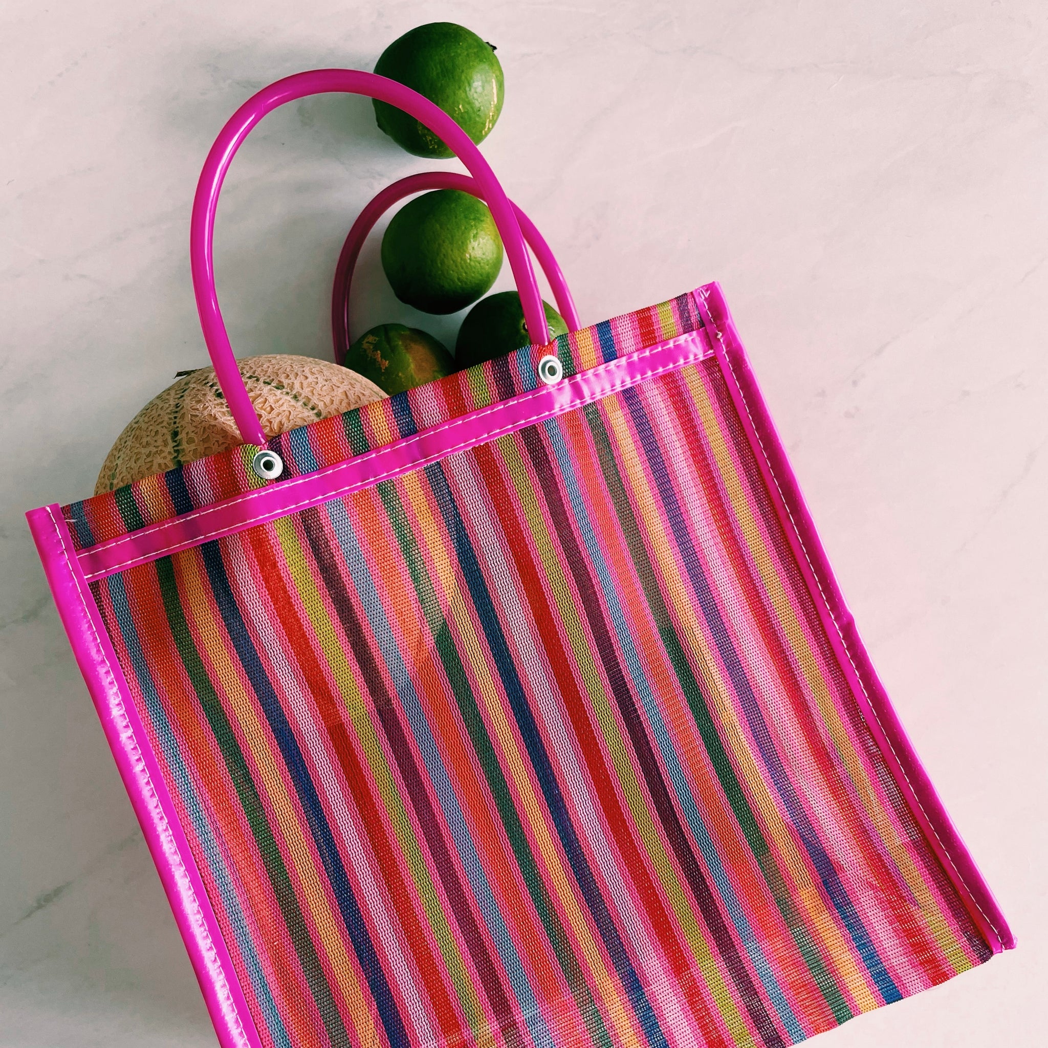Square Mexican Plastic Tote Purse 10 x 10 in Pura Vida