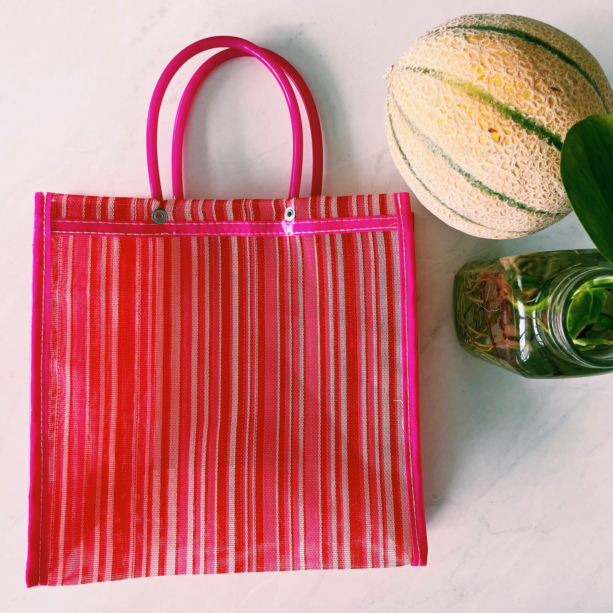 Square Mexican Plastic Tote Purse 10 x 10 in Pura Vida