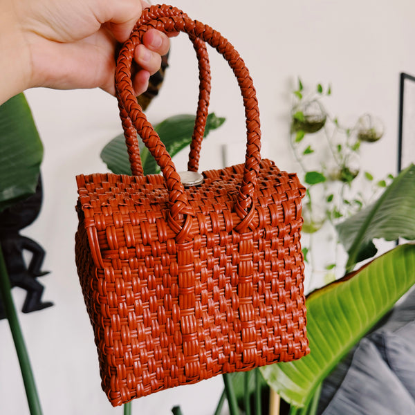 Square Clay Mexican Plastic Tote Purse 5x7 in