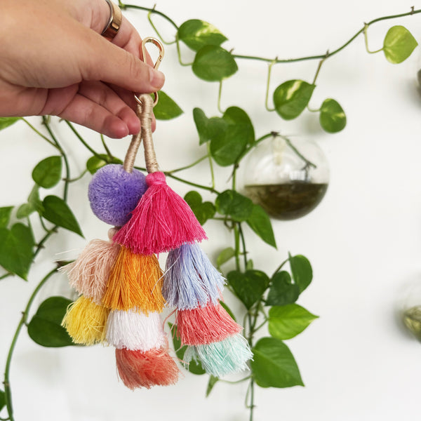 3 Circles tassels | colorful ornament charm |christmas tree decor| mexican pom pom | keychain