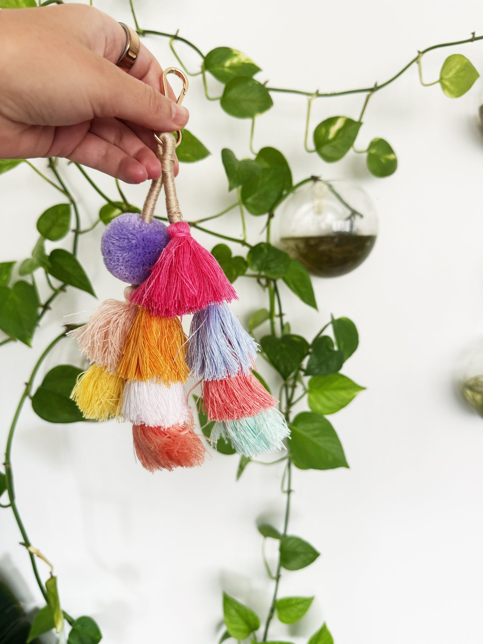 3 Circles tassels | colorful ornament charm |christmas tree decor| mexican pom pom | keychain