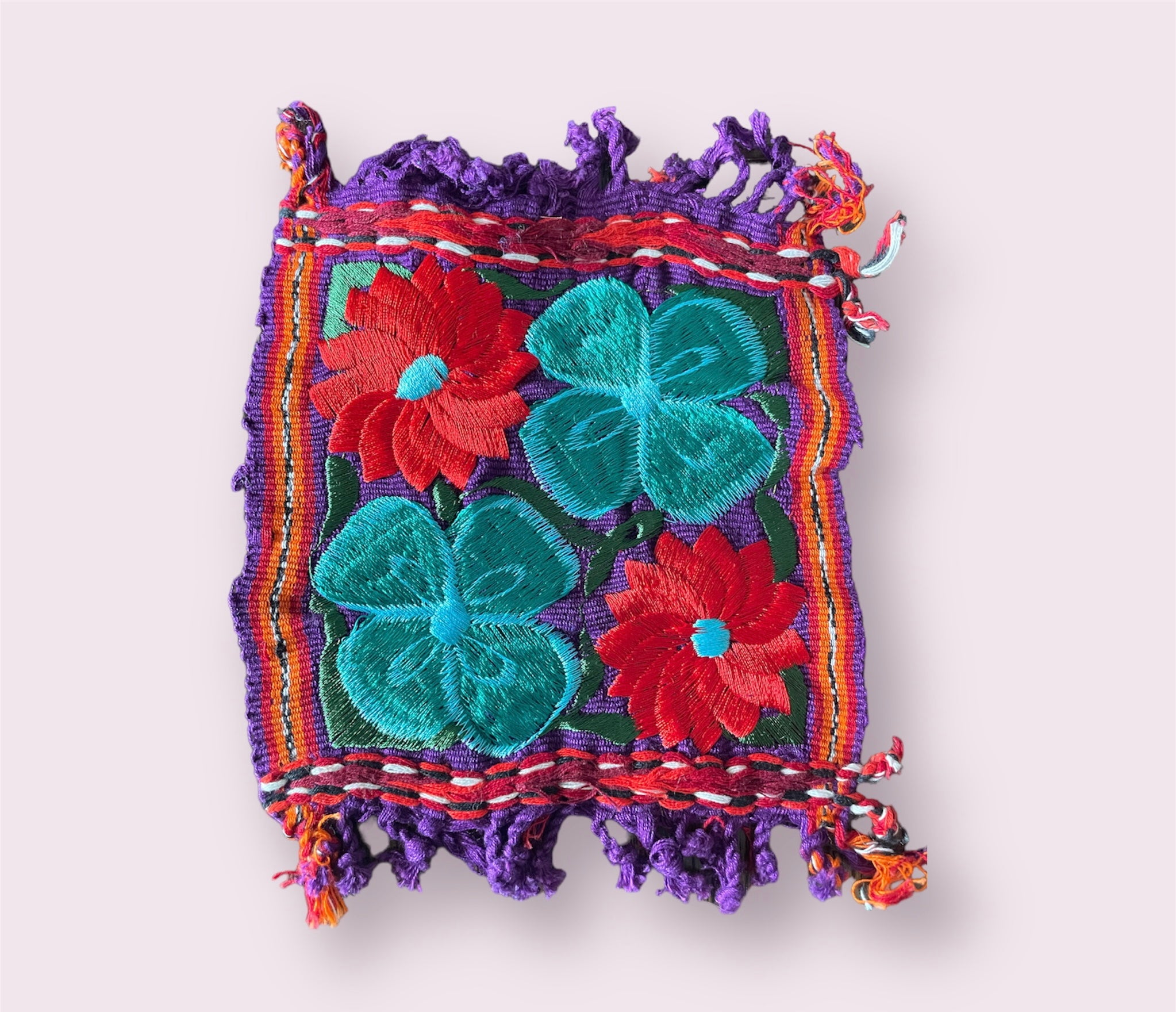Mexican Embroidered Flowers Coasters Pura Vida