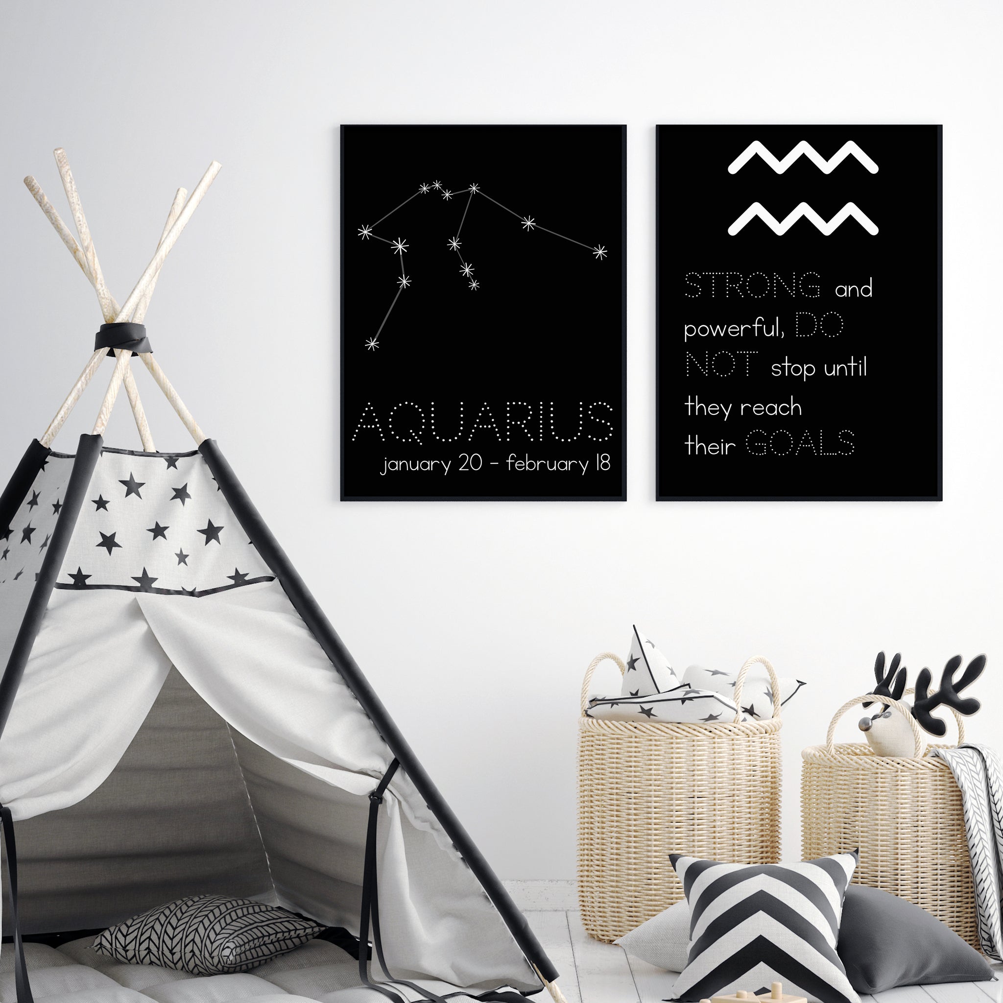 Aquarius Constellation Zodiac Nursery Poster Pura Vida