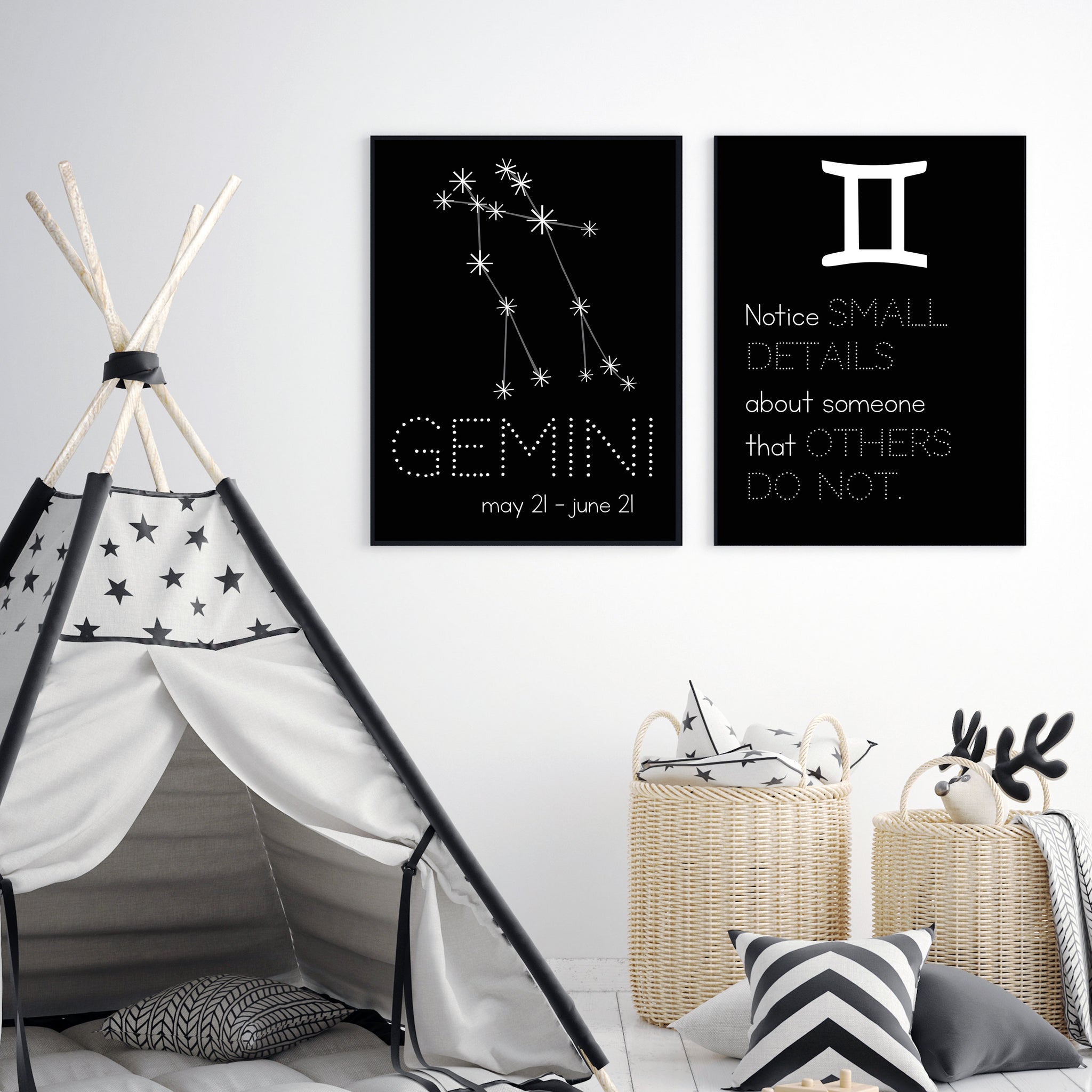 Gemini Constellation Zodiac Nursery Poster Pura Vida