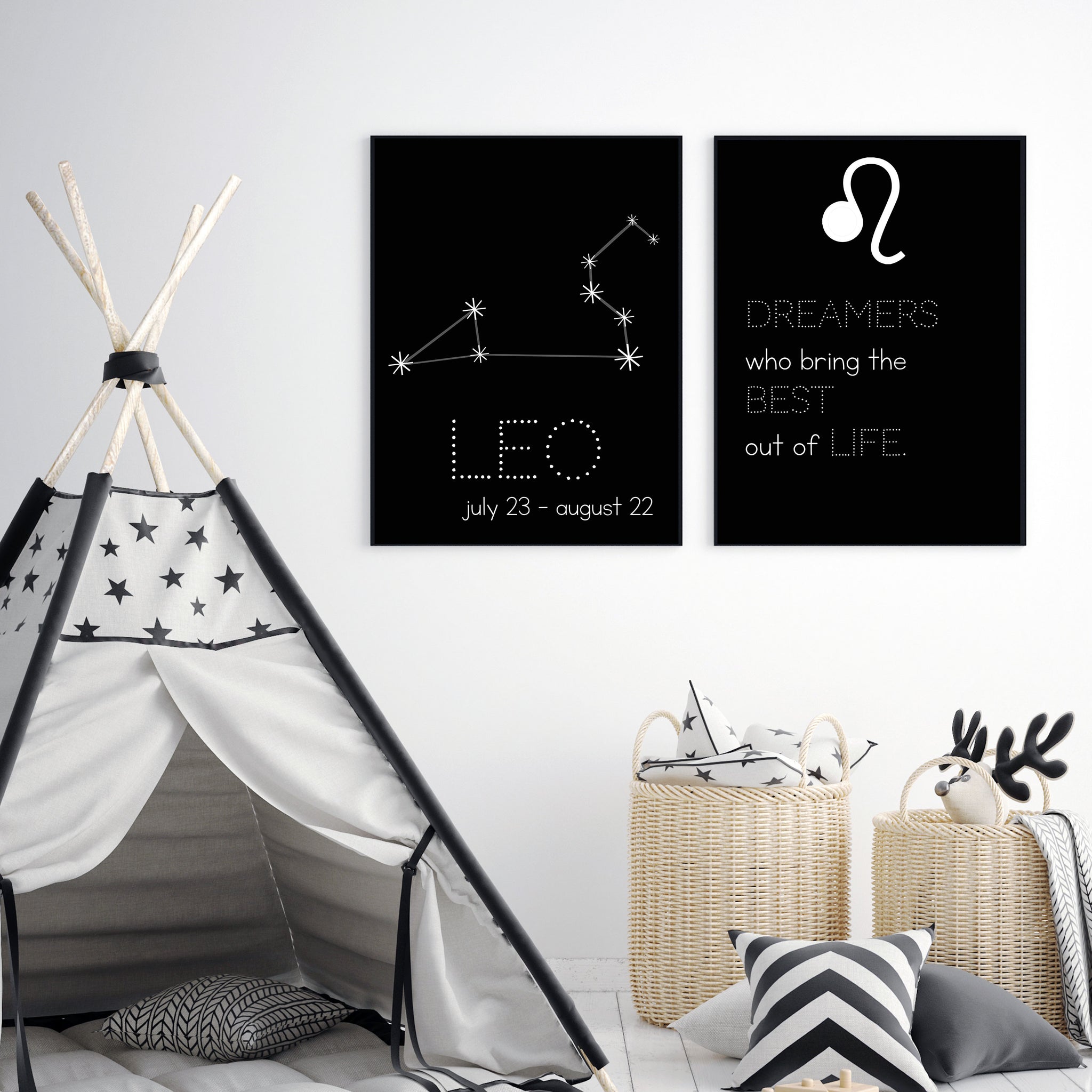 Leo Constellation Zodiac Nursery Poster