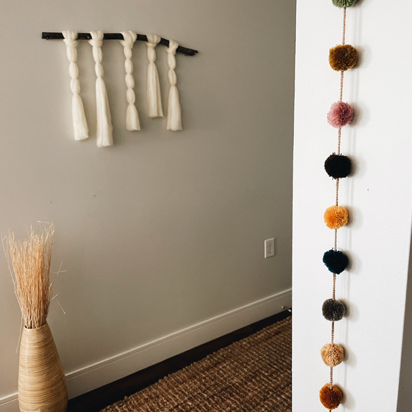 Curtain pompom tassels long cord | colorful charm | christmas tree decor| mexican pompom | Pura Vida
