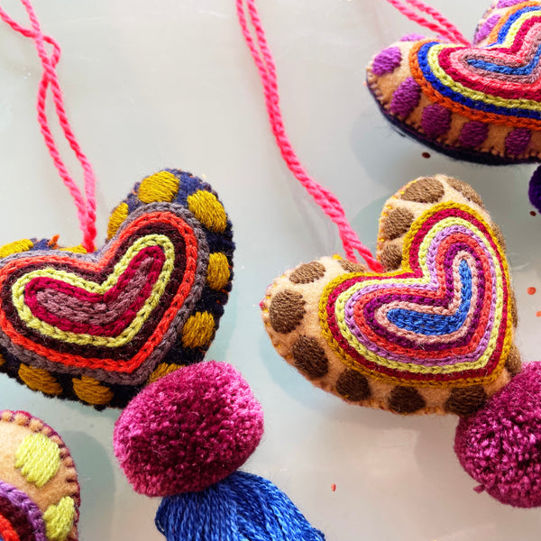 Embroidered leopard tassel | heart charm | Christmas Tree Ornament Pura Vida