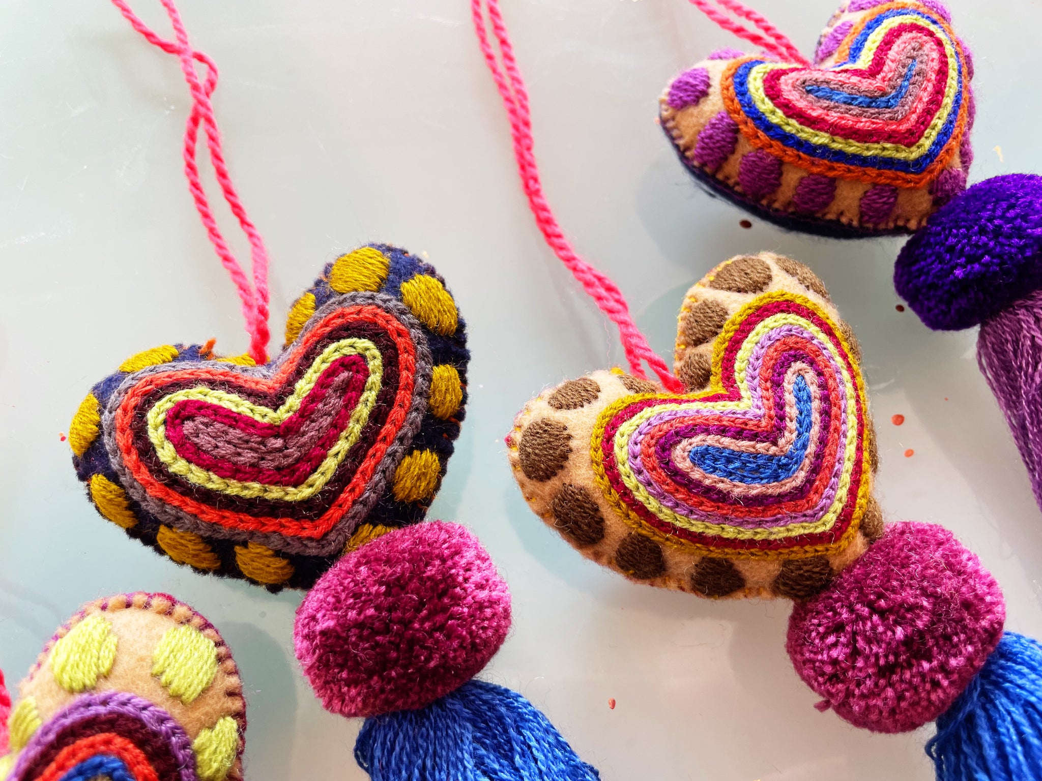 Embroidered leopard tassel | heart charm | Christmas Tree Ornament Pura Vida