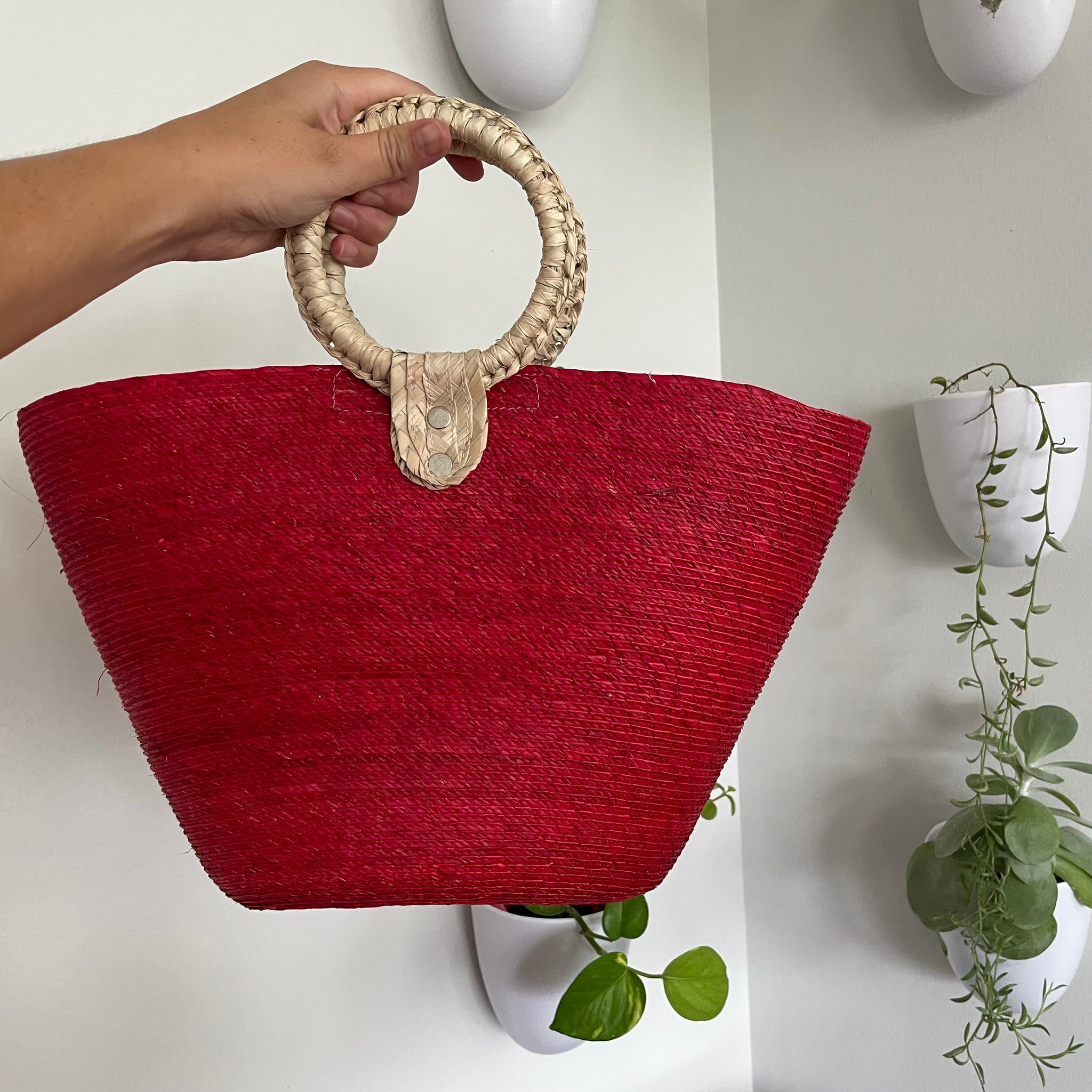 Palm straw red purse Pura Vida