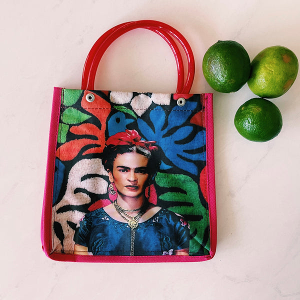 Mexican Frida Plastic Tote Purse 8 x 8 in Pura Vida