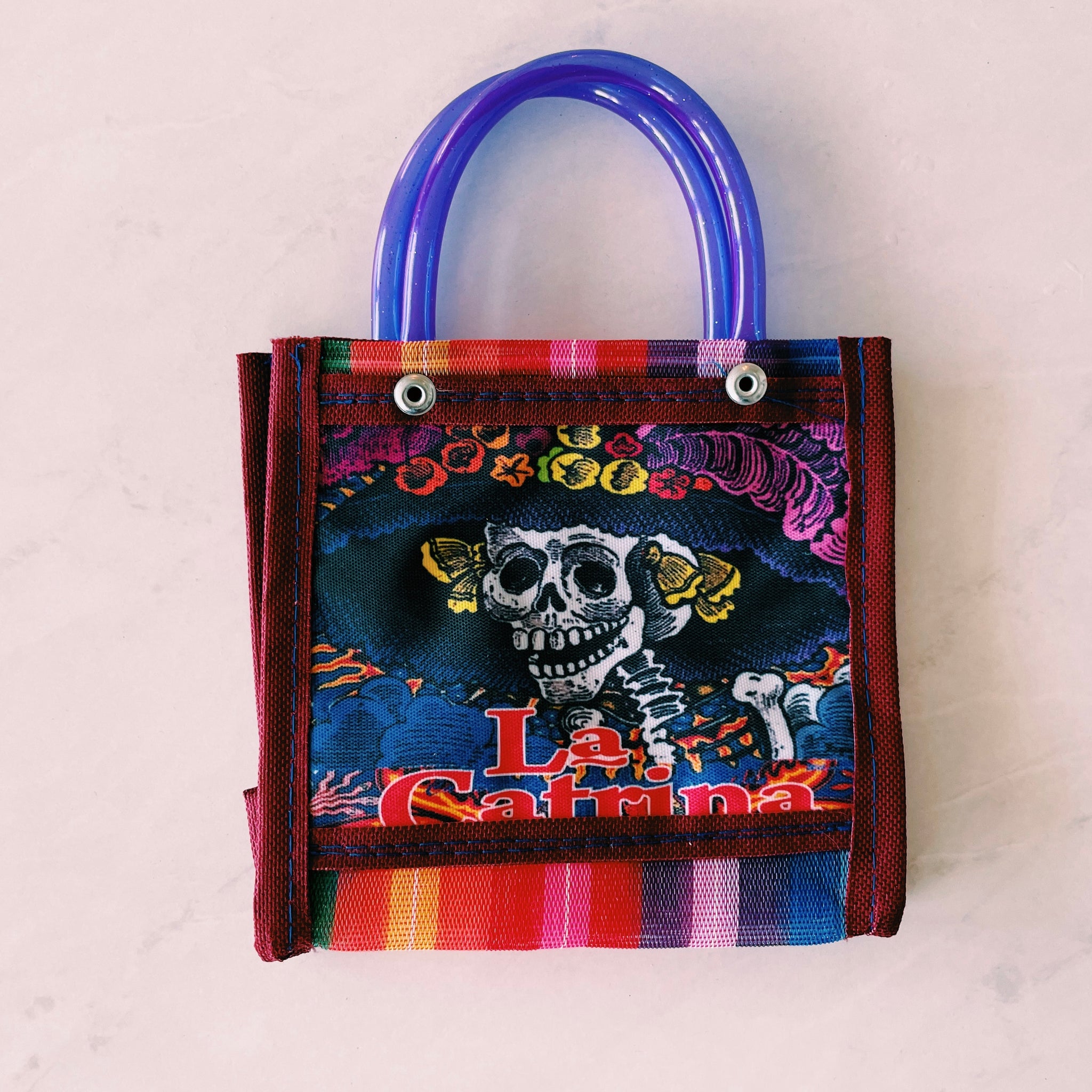 Mexican Frida & Catrina Plastic Tote Purse 6 x 5 in Pura Vida