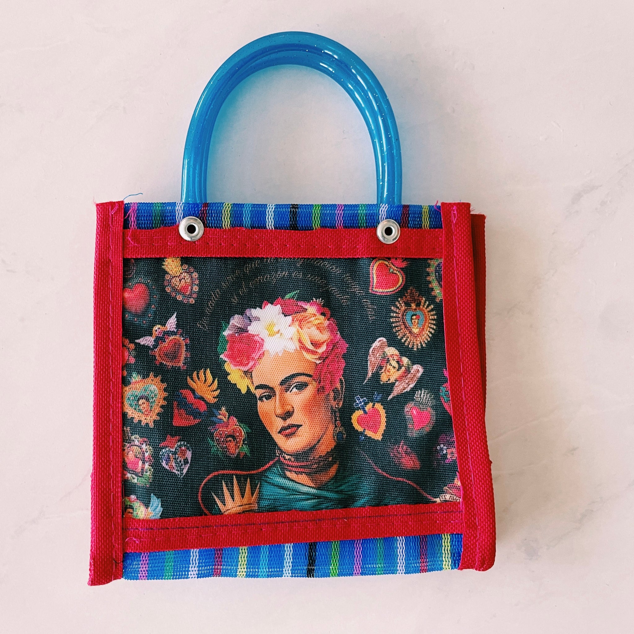 Mexican Frida & Catrina Plastic Tote Purse 6 x 5 in Pura Vida