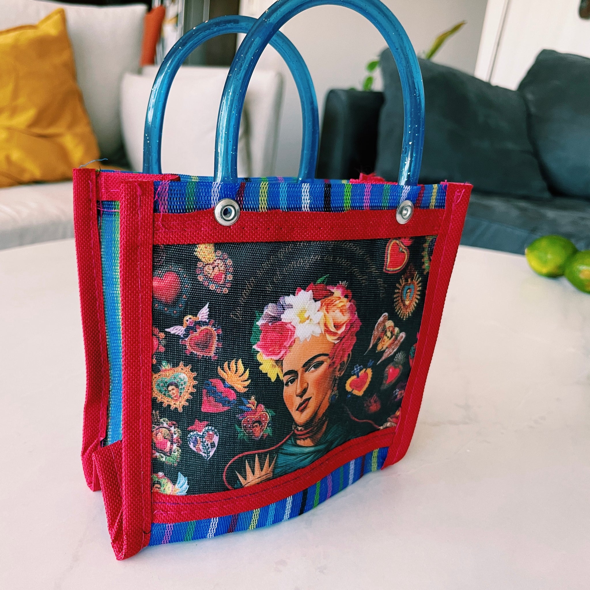 Mexican Frida & Catrina Plastic Tote Purse 6 x 5 in Pura Vida