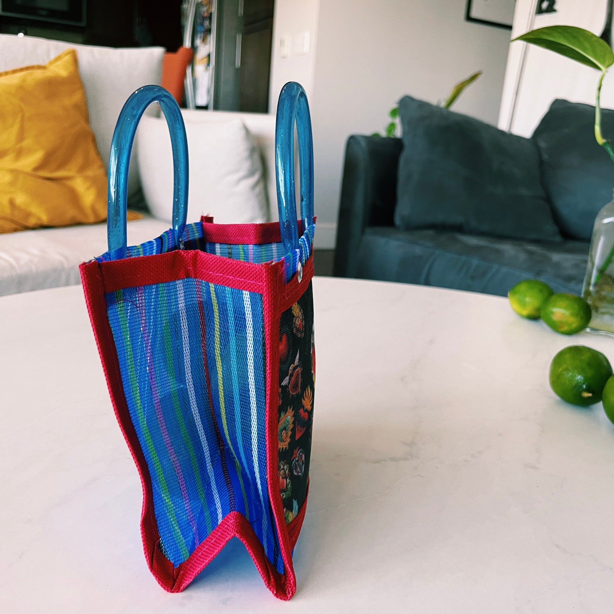 Mexican Frida & Catrina Plastic Tote Purse 6 x 5 in Pura Vida