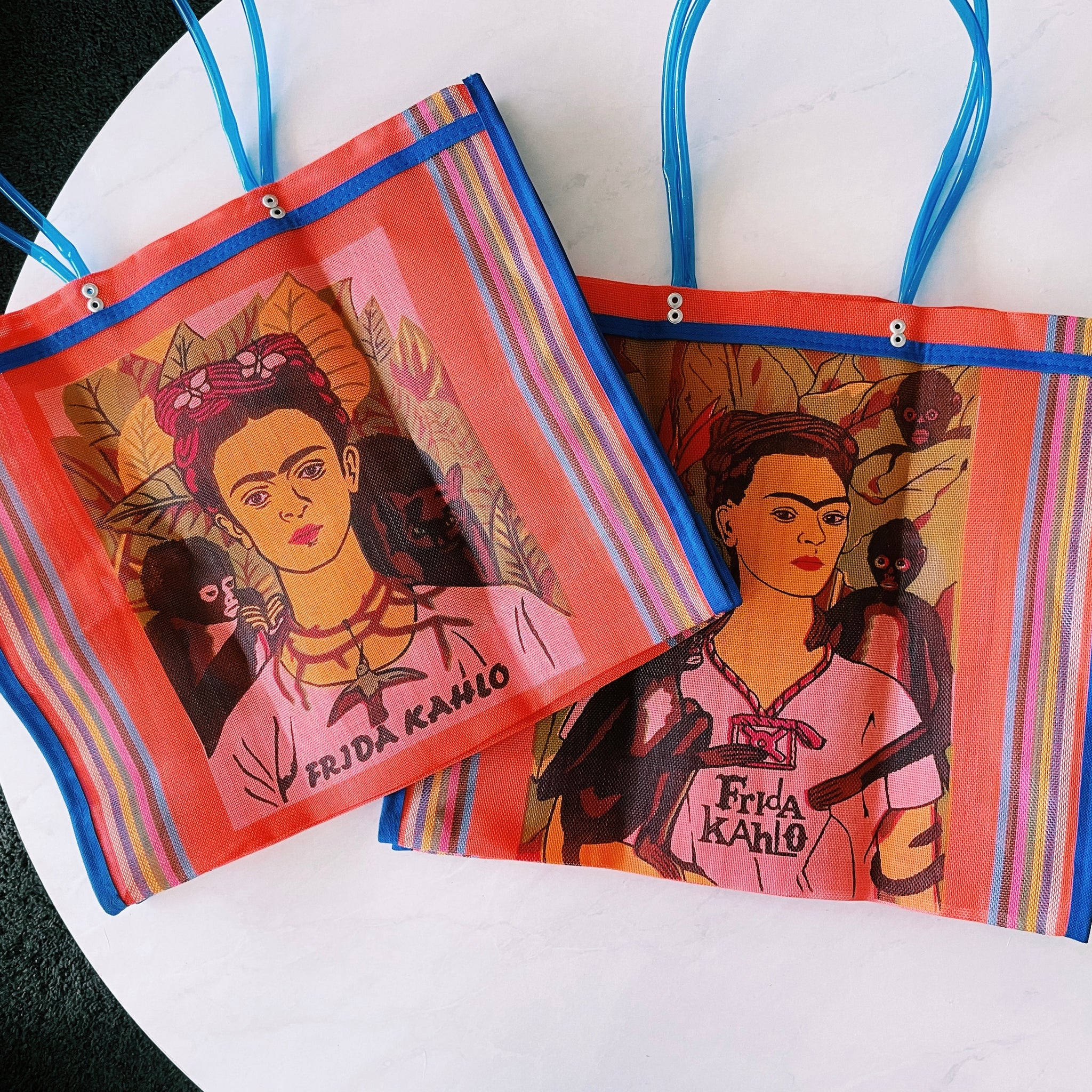 Mexican Two Side Frida Plastic Tote Purse 17 x14 in Pura Vida