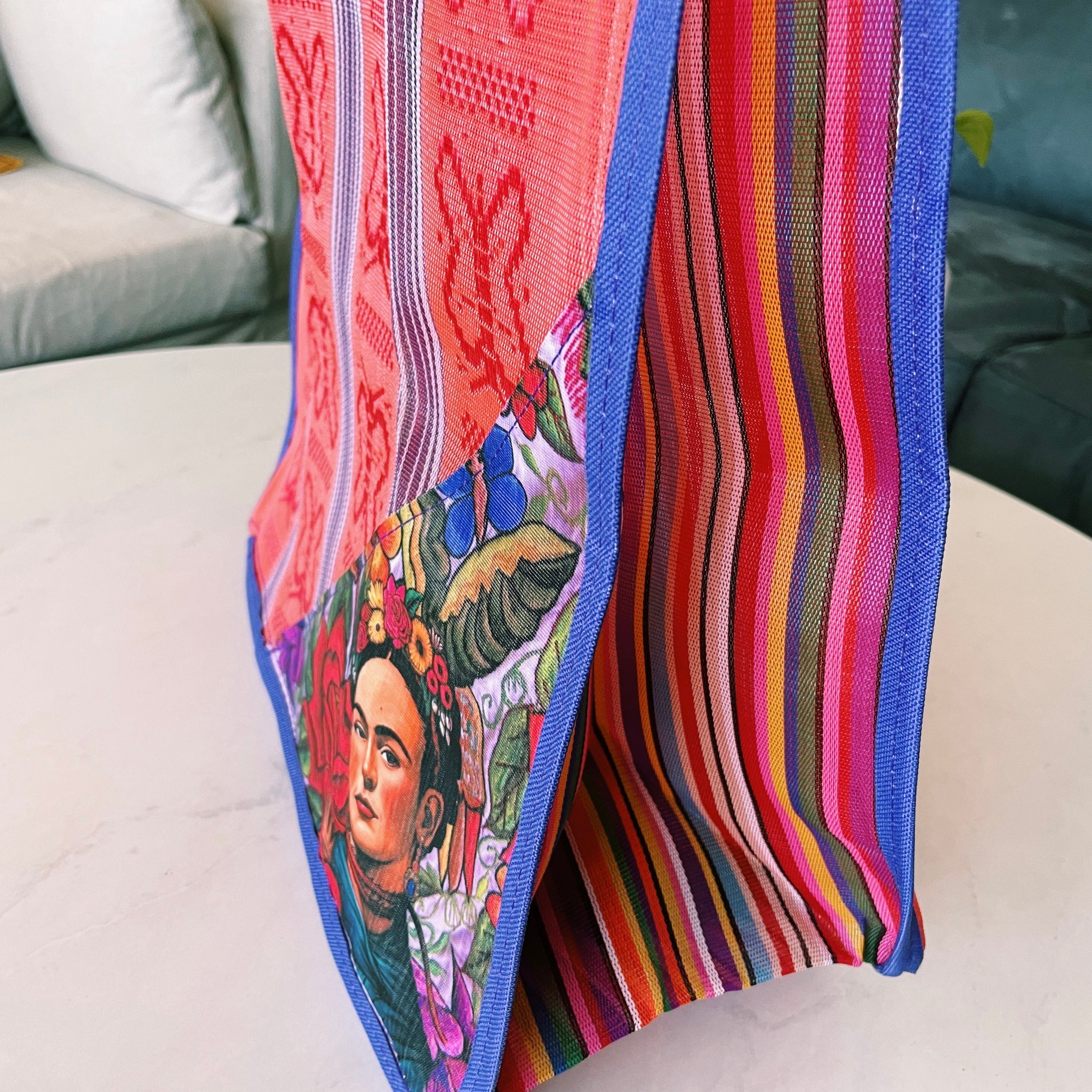 Mexican Triangle Frida Plastic Tote Purse 15 x15 in Pura Vida