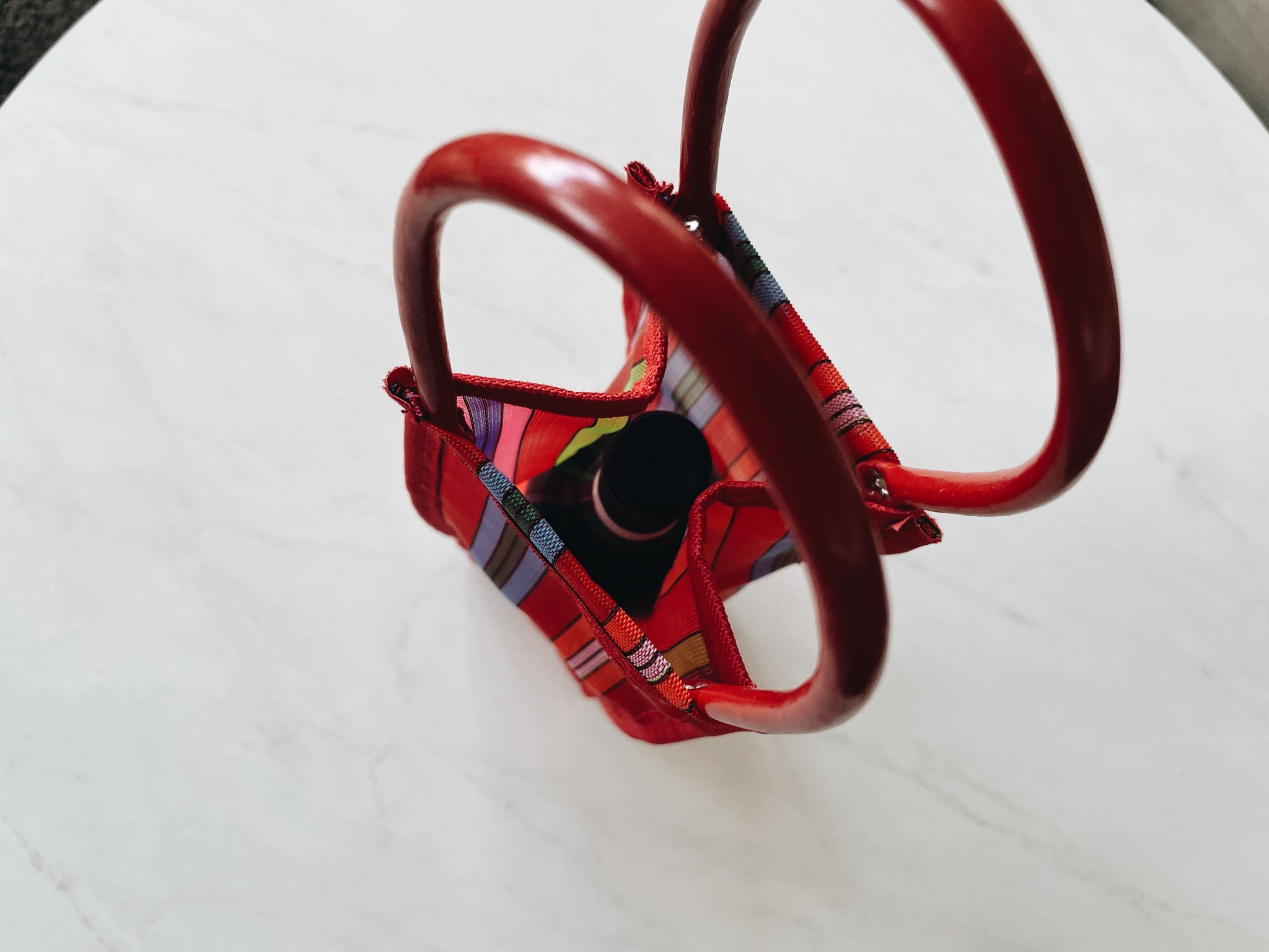 Wine Bottle Mexican Plastic Tote 14 X 4.5 In Gift Bag Pura Vida