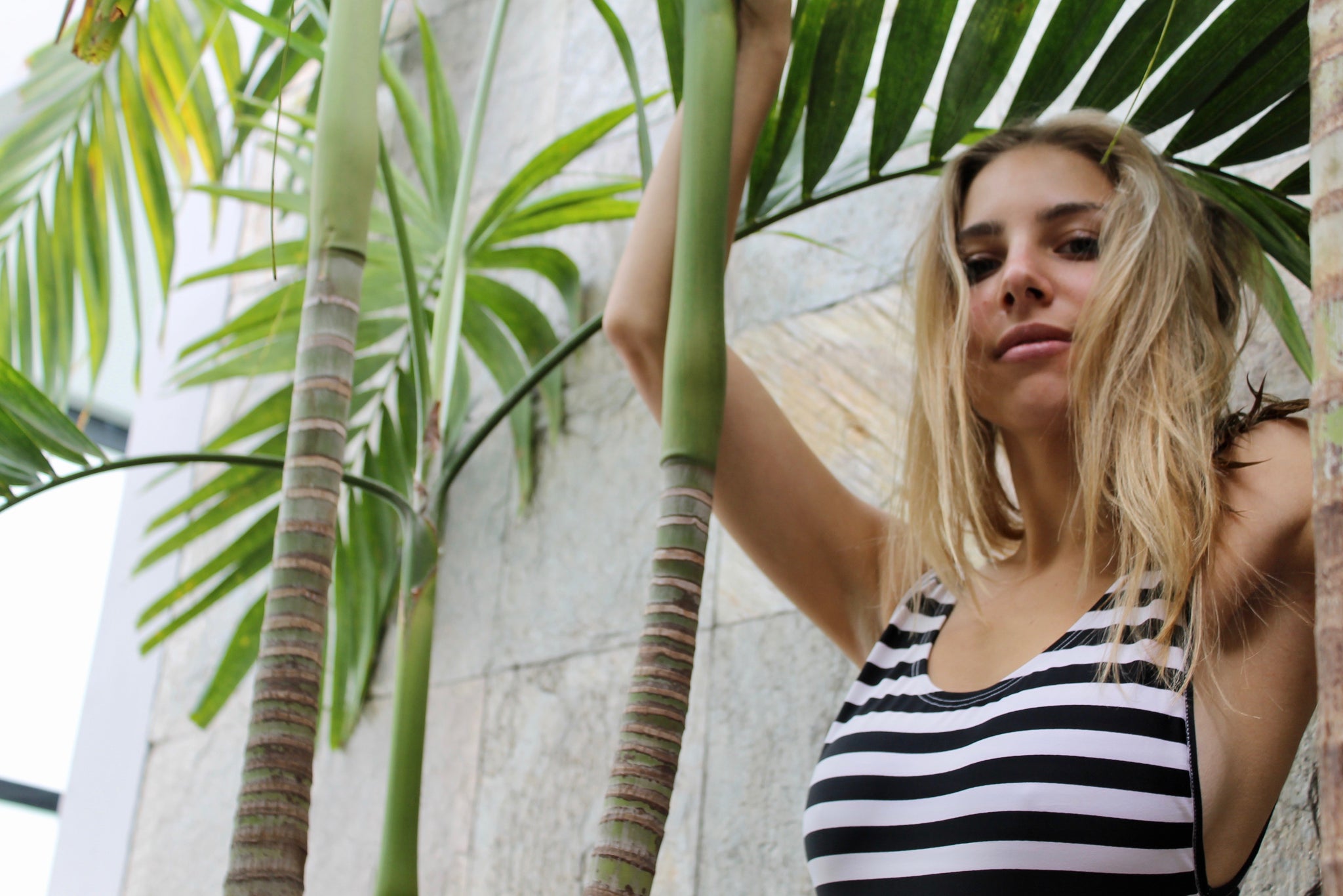 Loire Swimsuit Black and White Lines Pura Vida