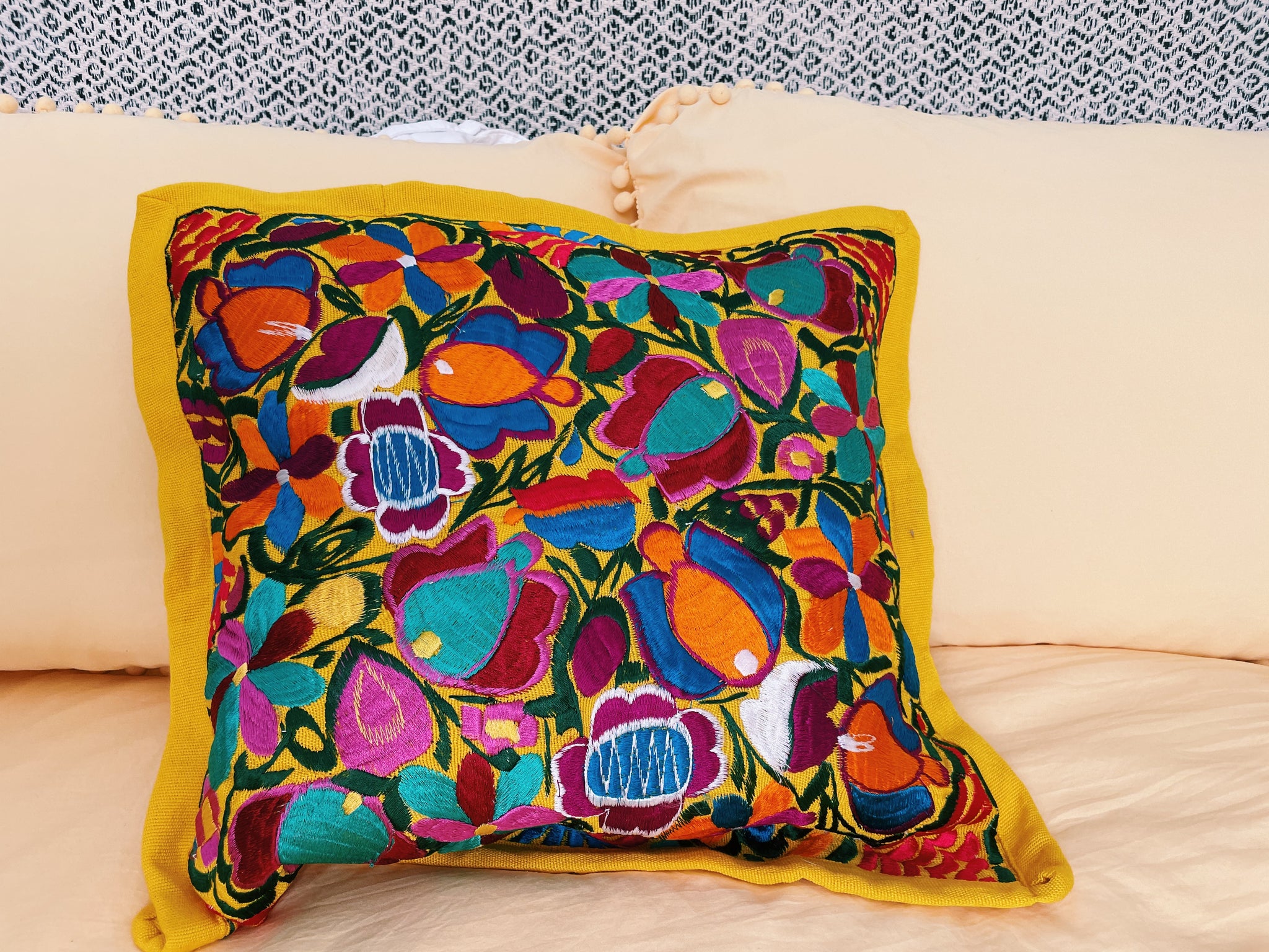 Embroidered Mexican Pillow Case