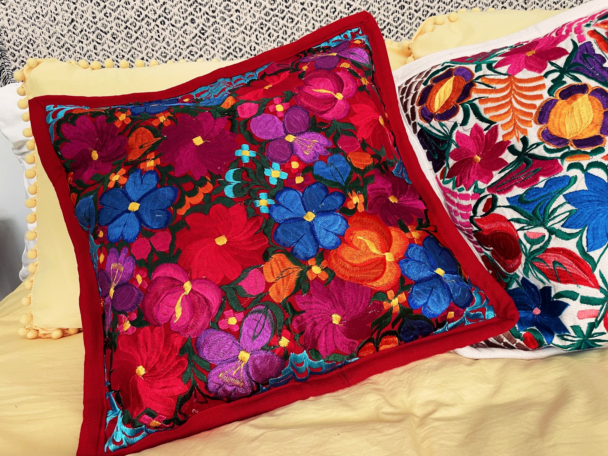 Embroidered Mexican Pillow Case