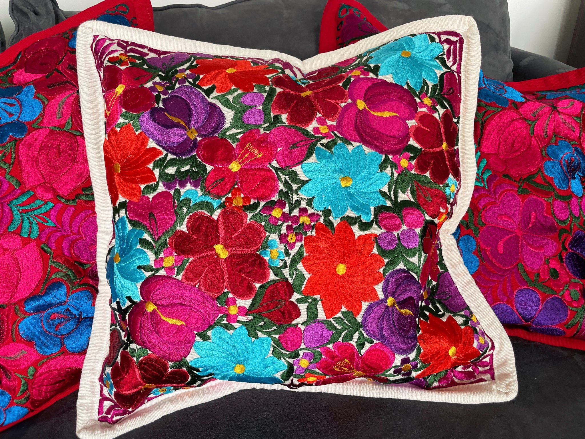 Embroidered Mexican Pillow Case Pura Vida