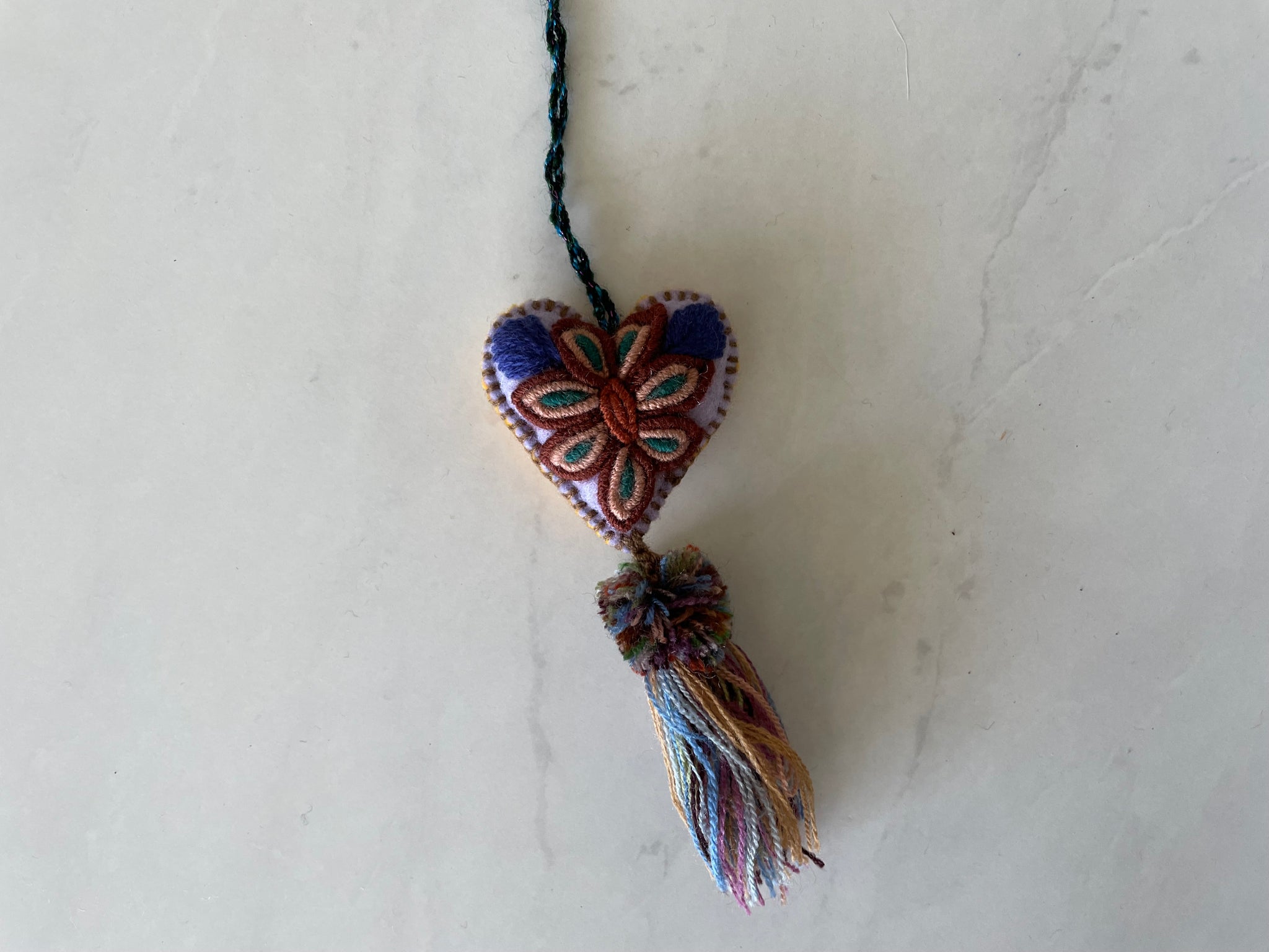 Small Embroidered flowers tassel | heart charm | Christmas Tree Ornament Pura Vida