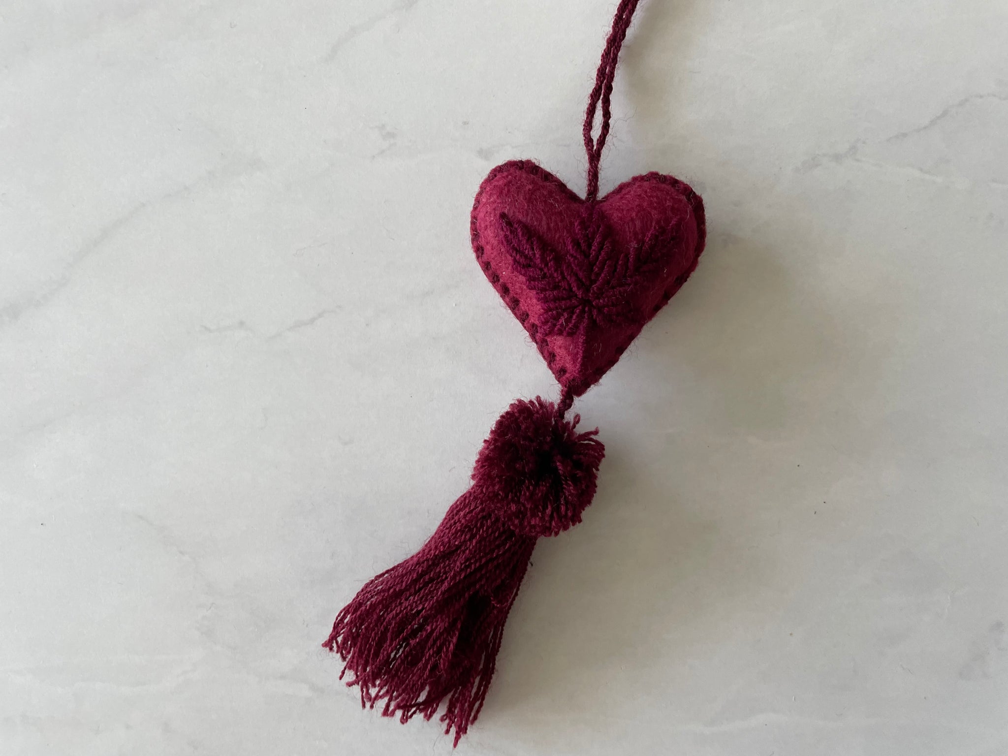 Small Embroidered flowers tassel | heart charm | Christmas Tree Ornament Pura Vida