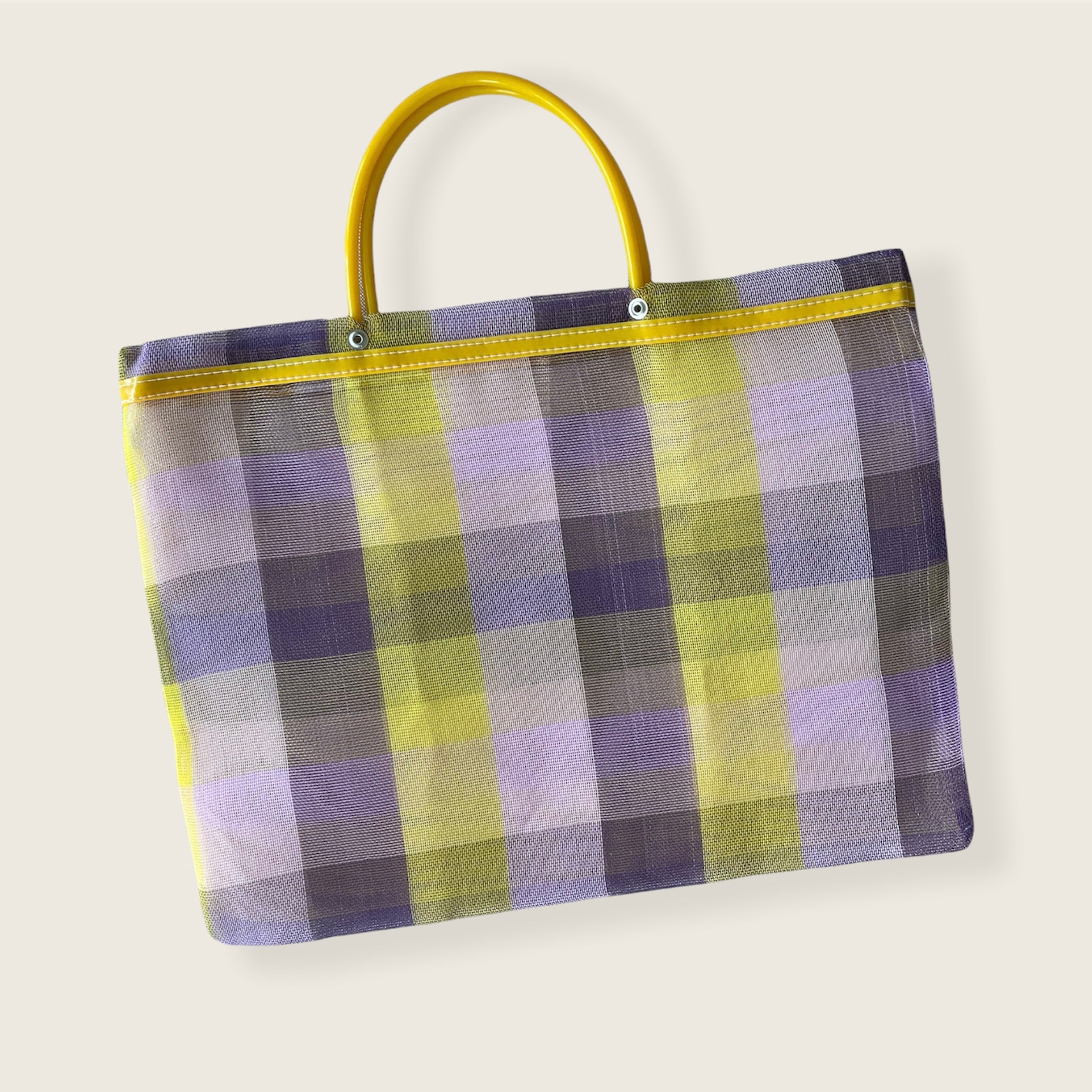 Small Mexican Plastic Tote Beach Market Bag 15 x 11 in Pura Vida