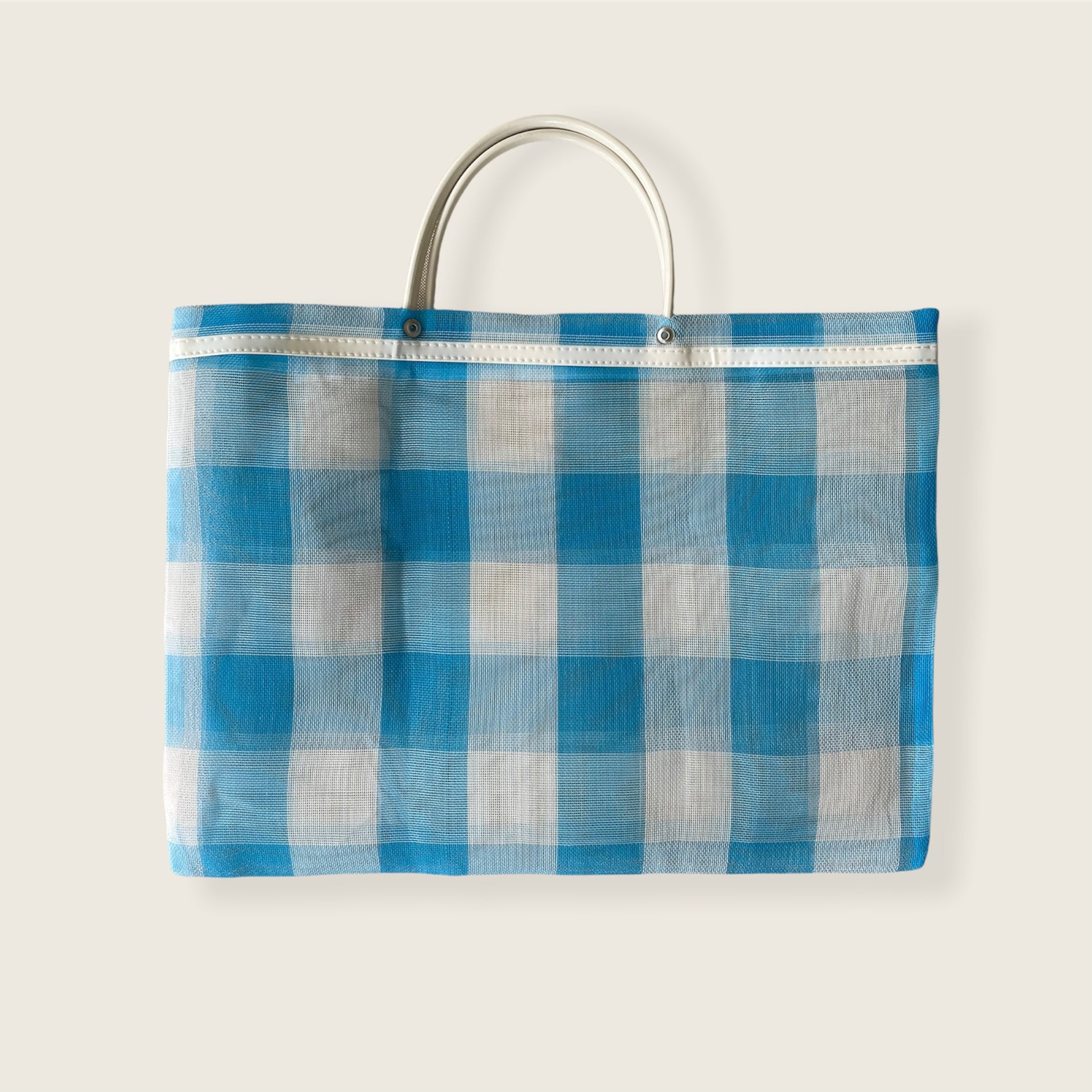 Small Mexican Plastic Tote Beach Market Bag 15 x 11 in Pura Vida