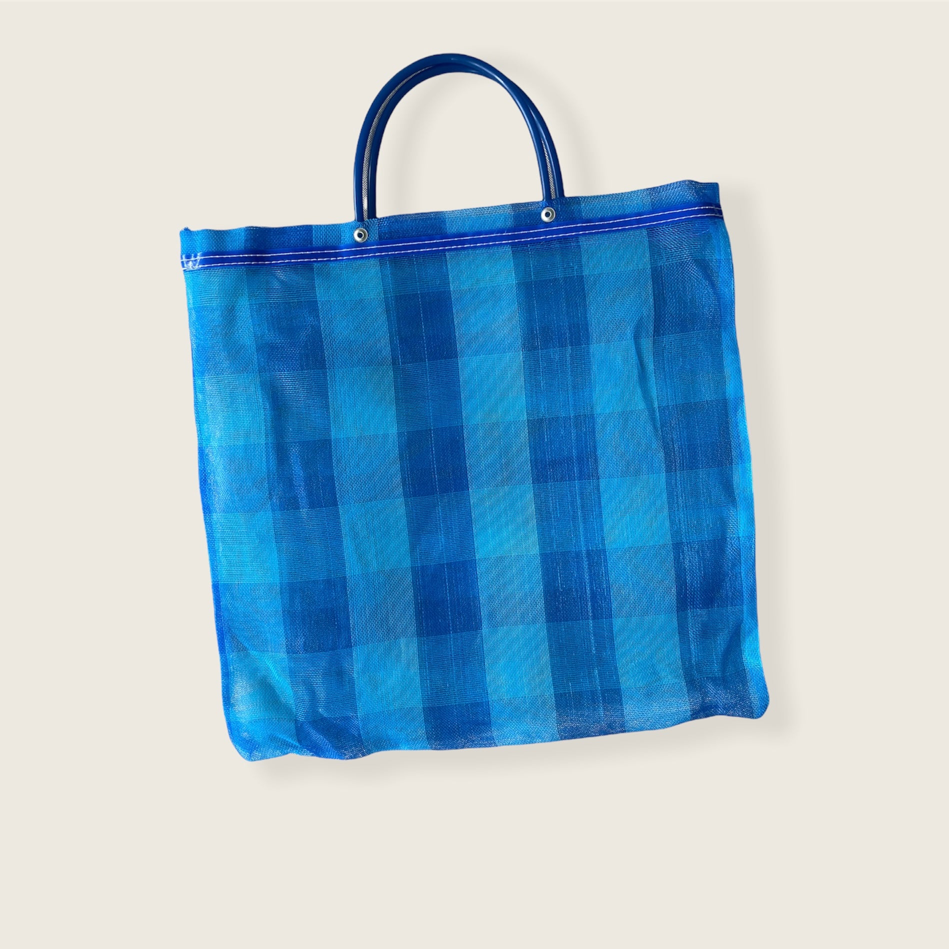 Medium Mexican Plastic Tote Beach Market Bag 14.5 x 15 in Pura Vida