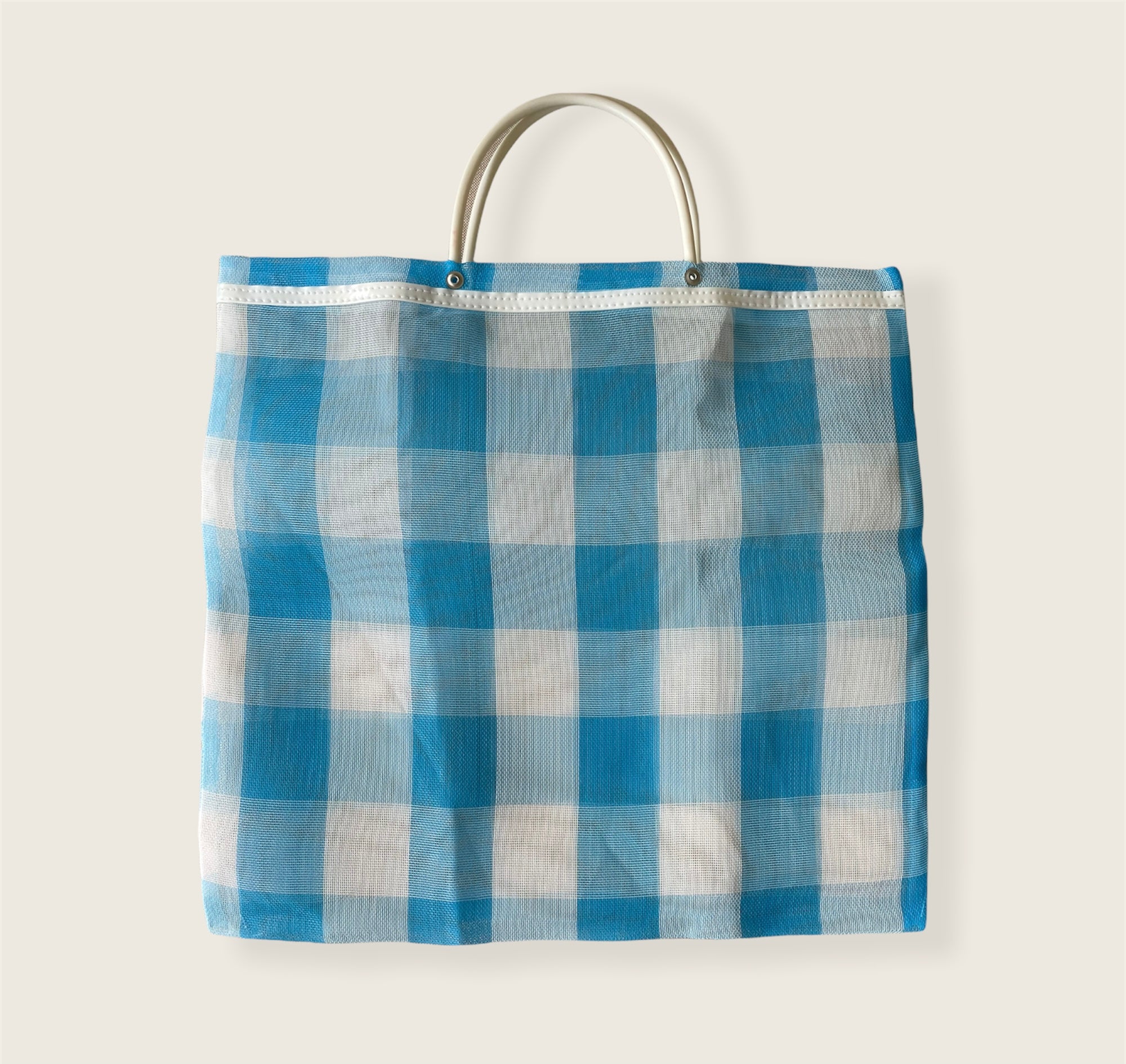 Medium Mexican Plastic Tote Beach Market Bag 14.5 x 15 in Pura Vida
