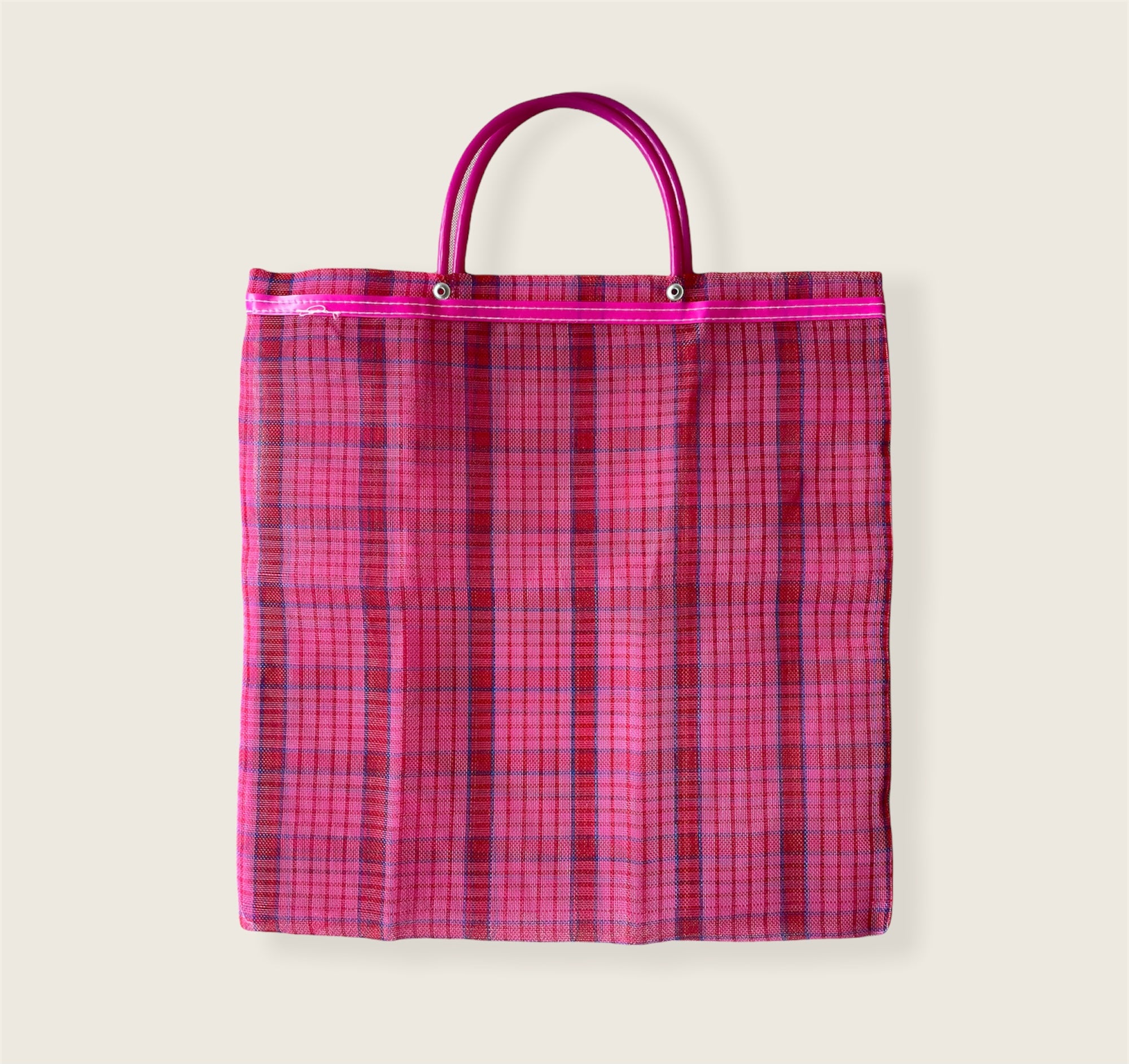 Medium Mexican Plastic Tote Beach Market Bag 14.5 x 15 in Pura Vida