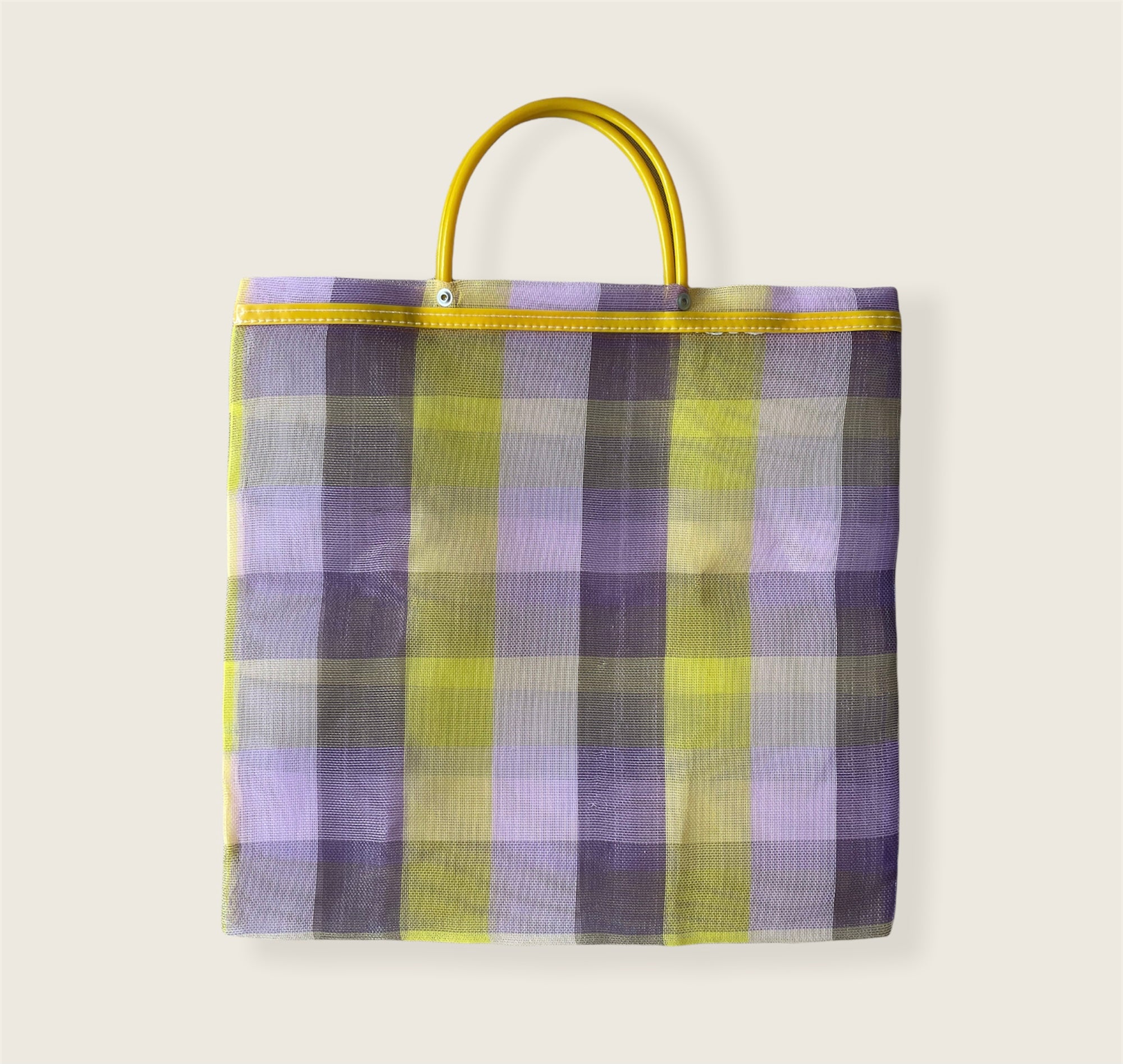 Medium Mexican Plastic Tote Beach Market Bag 14.5 x 15 in Pura Vida
