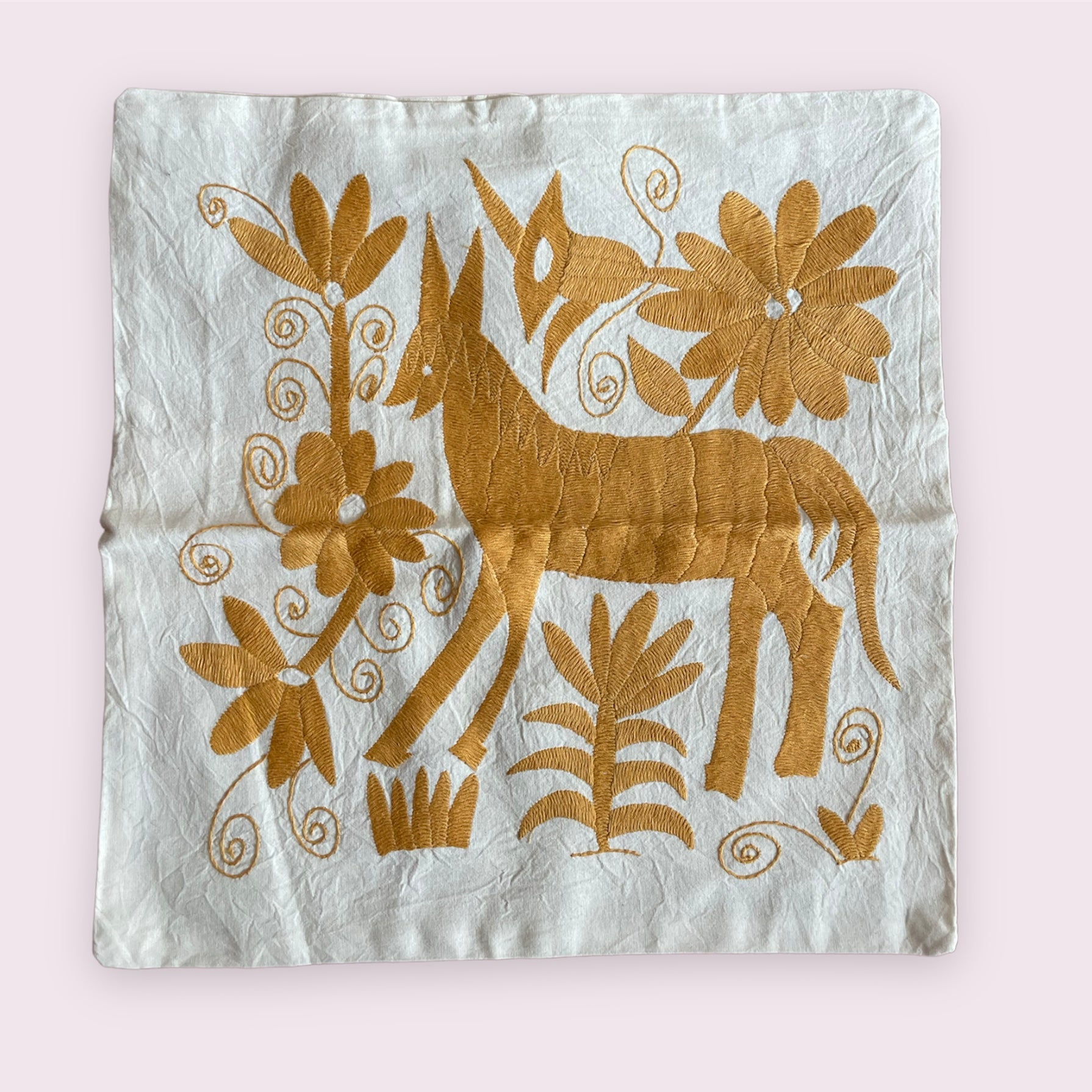 Embroidered Mexican Tenango Pillow Case