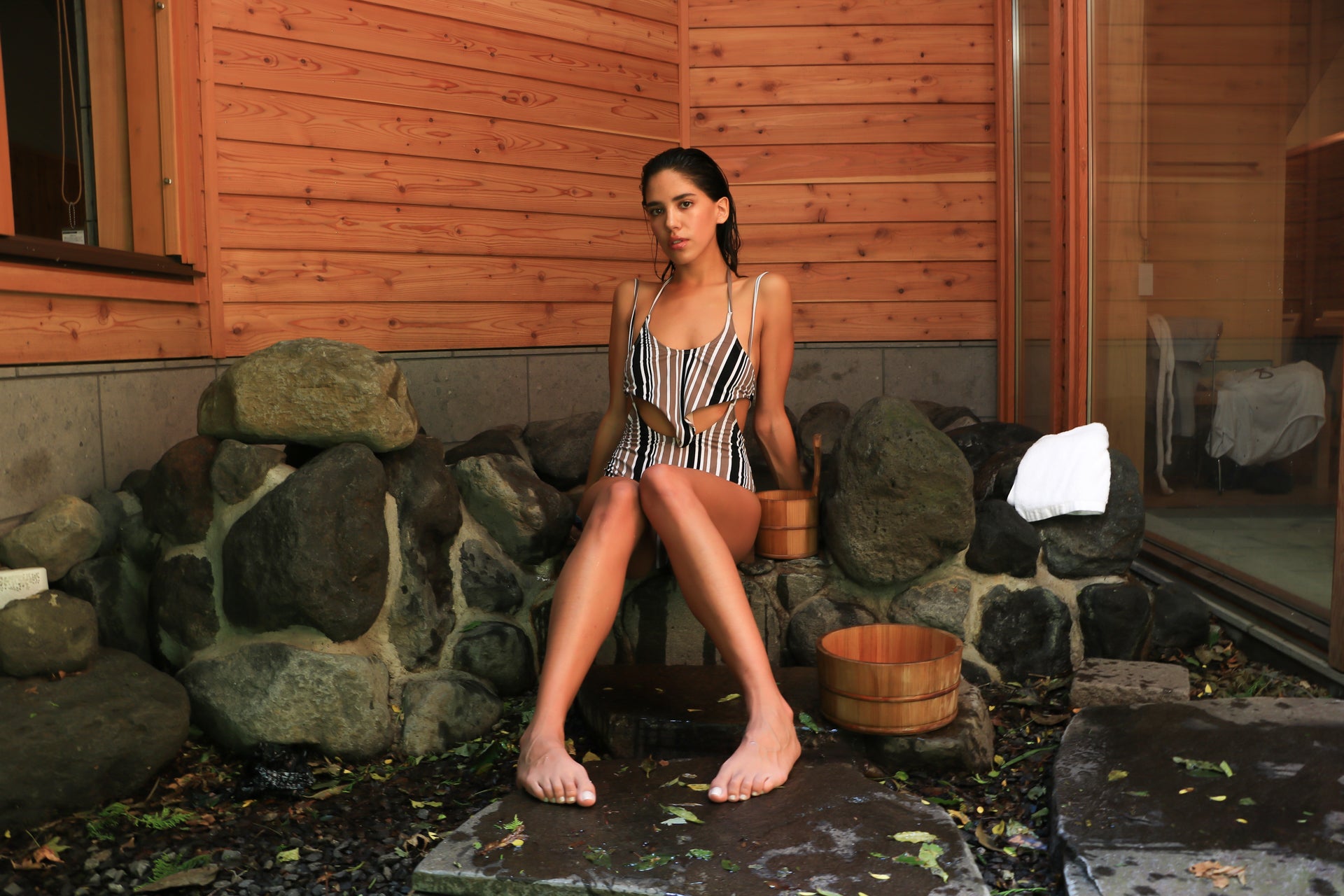 Alondra Swimsuit Beige Lines Pura Vida