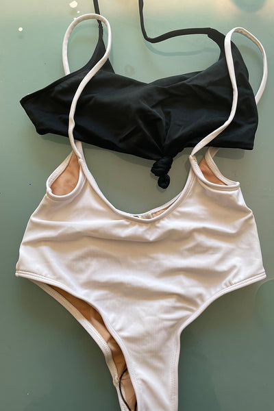 Alondra Swimsuit White Top and Black Body Pura Vida