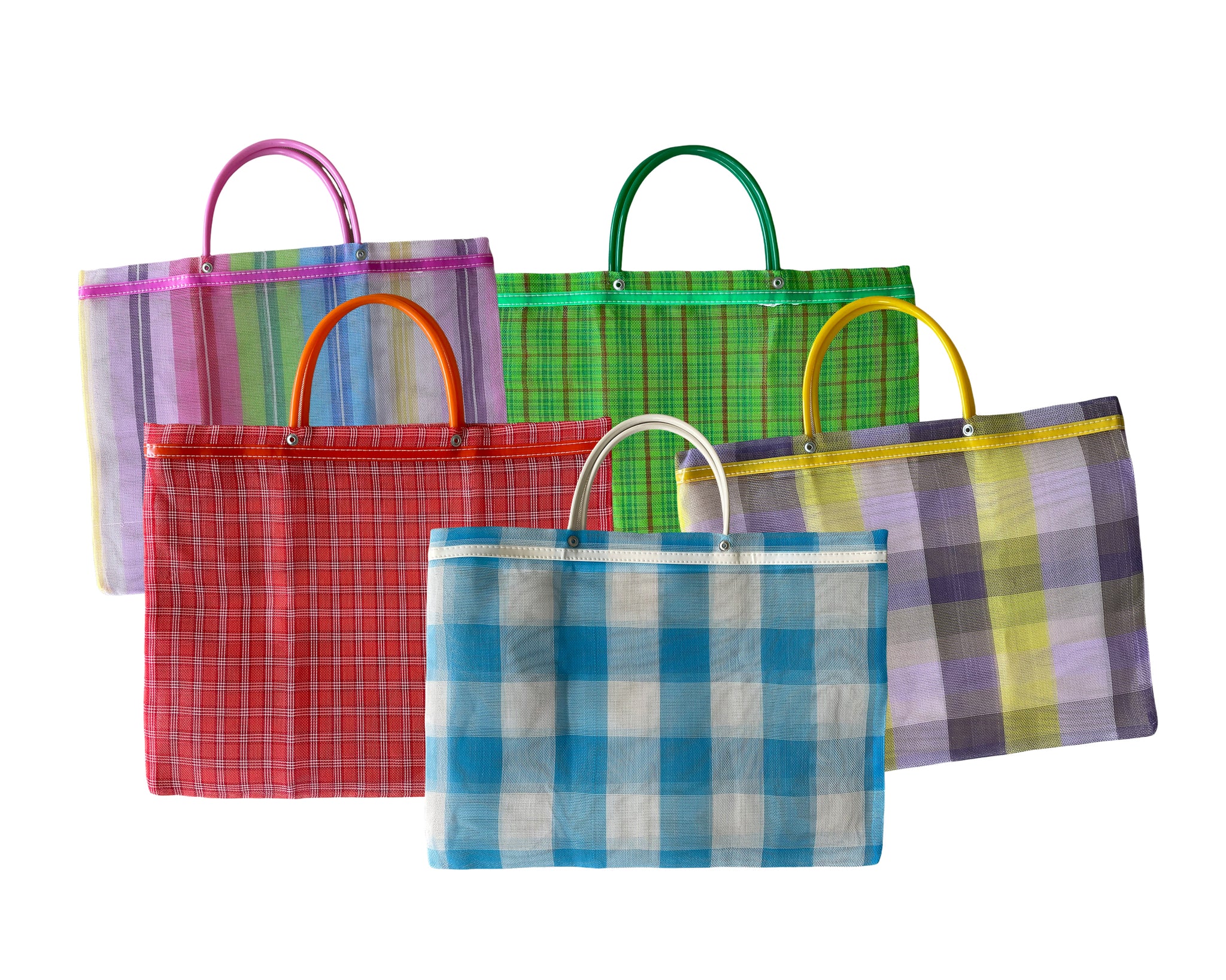 Small Mexican Plastic Tote Beach Market Bag 15 x 11 in Pura Vida