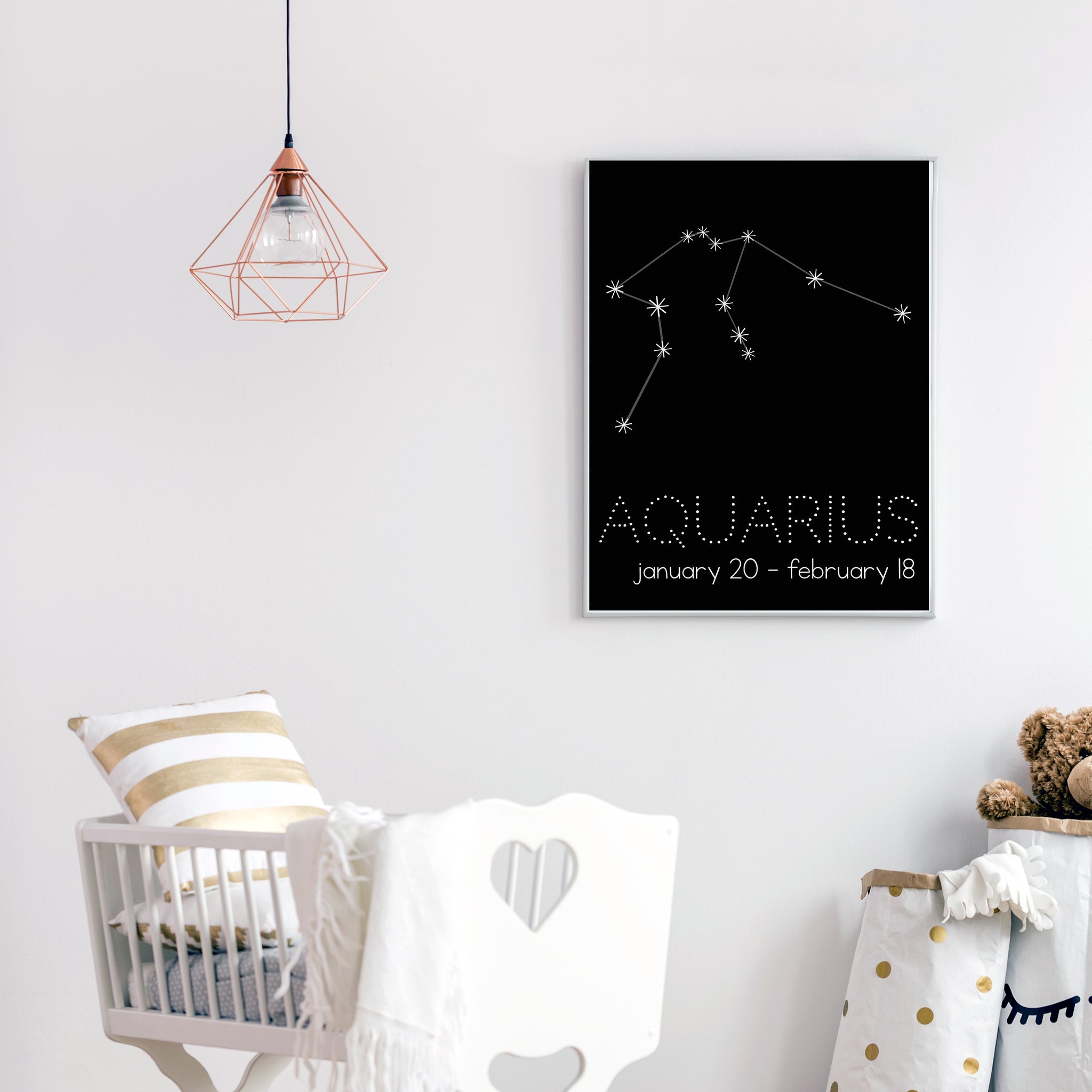 Aquarius Constellation Zodiac Nursery Poster Pura Vida