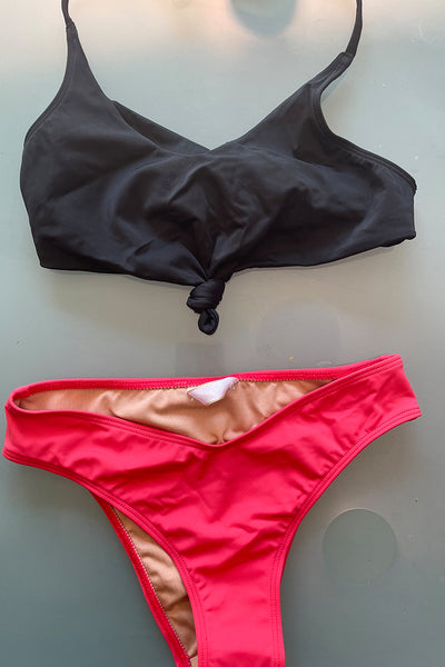 Balandra Swimsuit Coral and Black Top Pura Vida