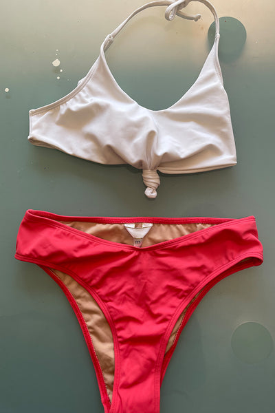 Balandra Swimsuit Coral and White Top Pura Vida