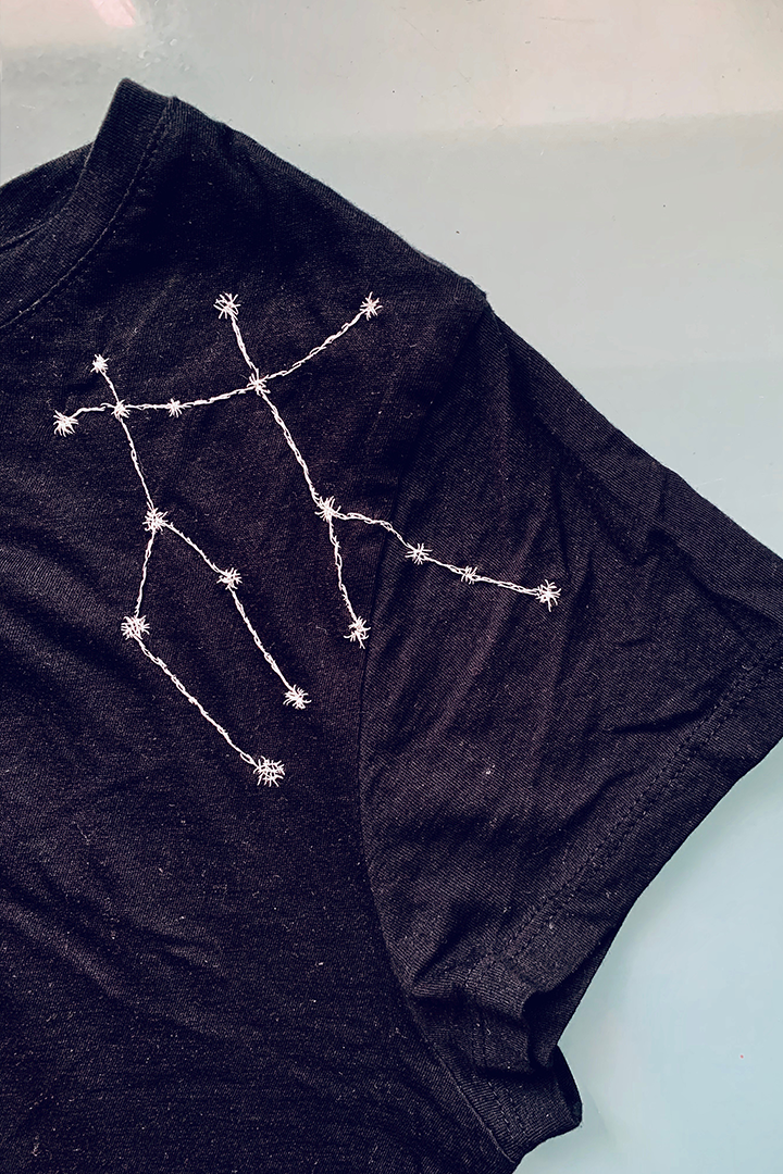 Constellation Embroidered T-Shirt Gemini Woman Pura Vida