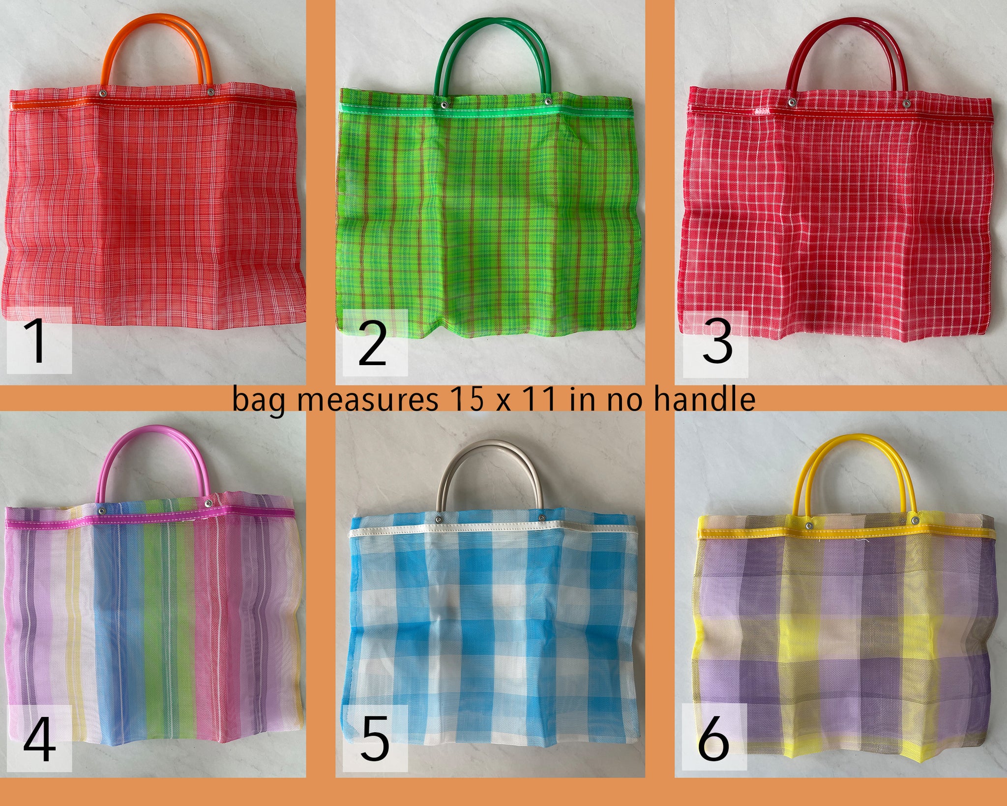 Small Mexican Plastic Tote Beach Market Bag 15 x 11 in Pura Vida